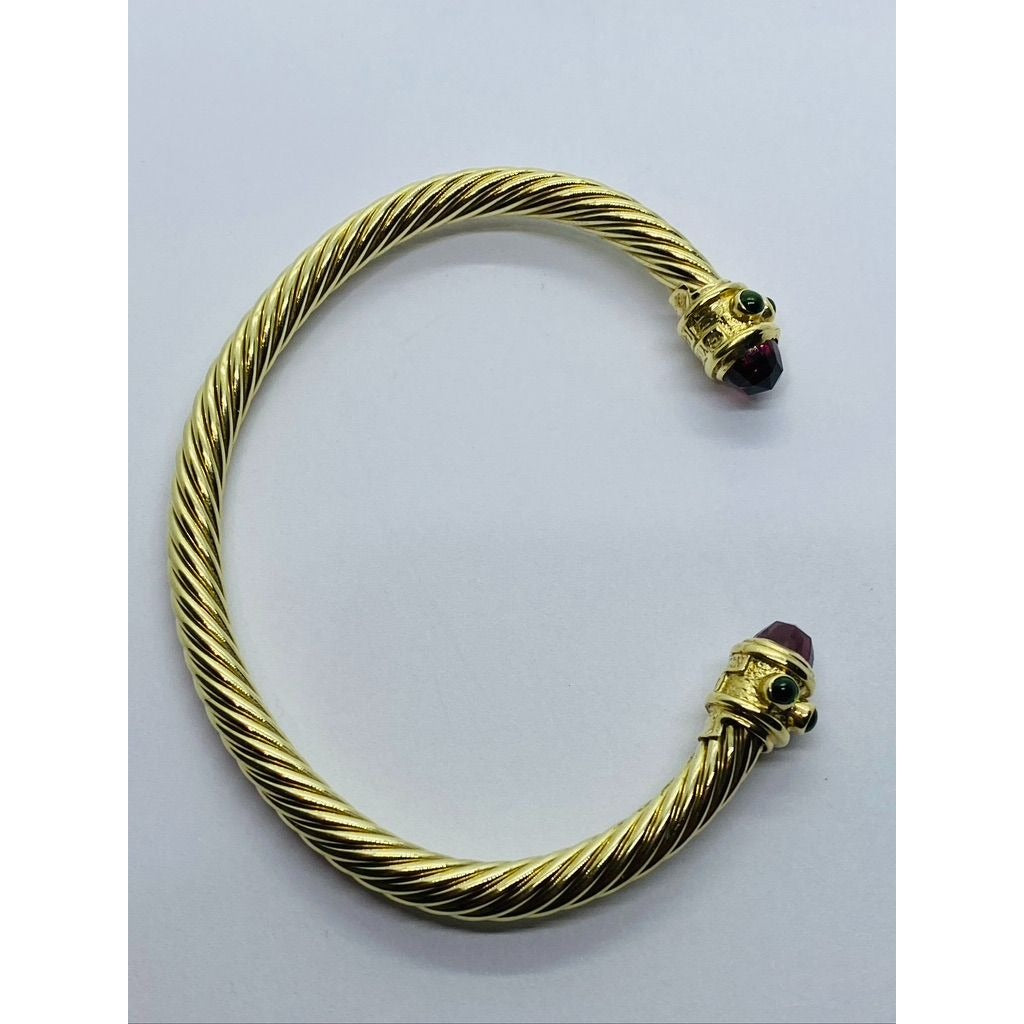 David Yurman Renaissance14K With Red and Green Stones 16.7g Bracelet