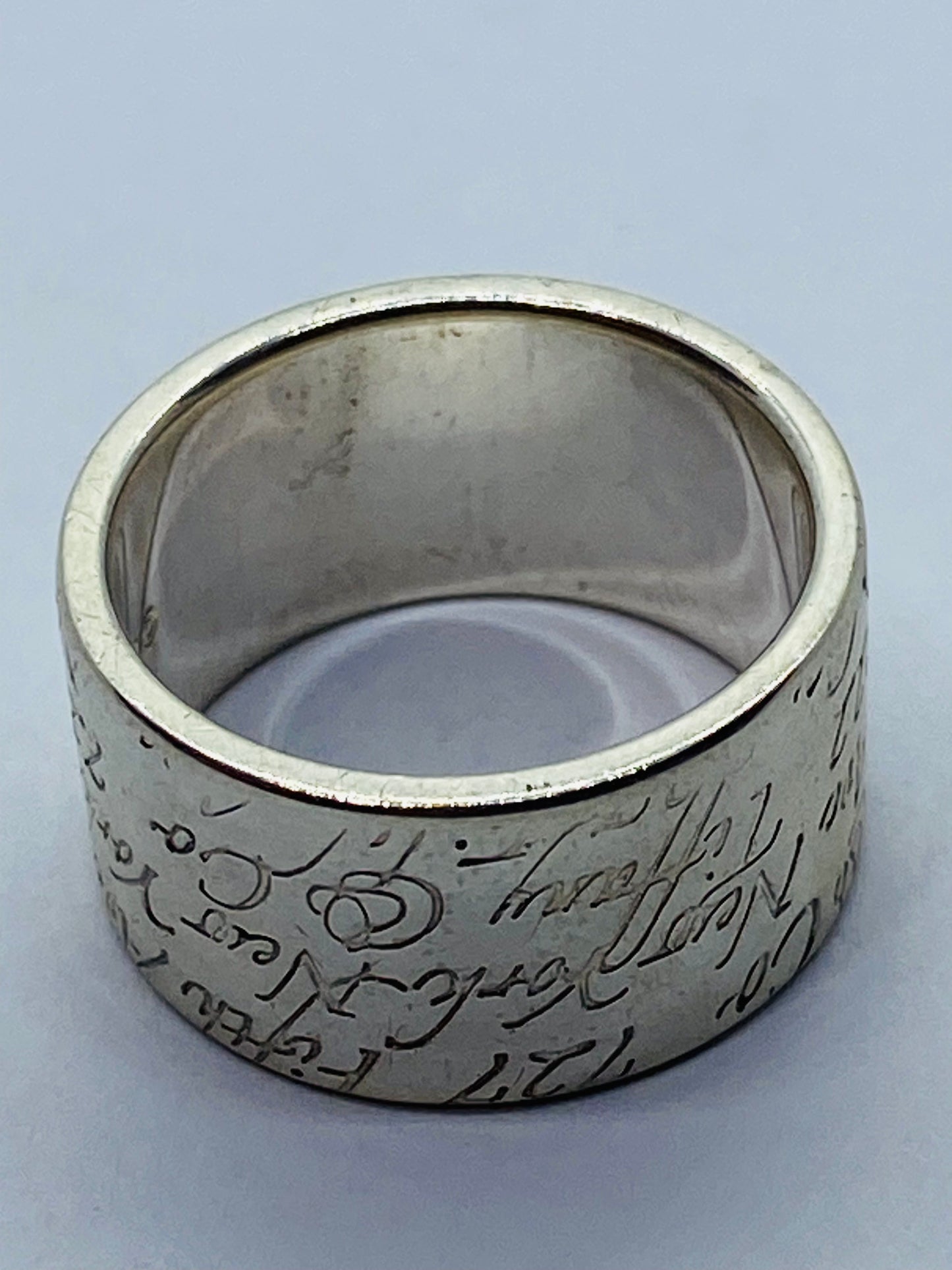 Tiffany & Co Silver Wide Notes Fifth Ave Ring Size 5.5 10mm Wide