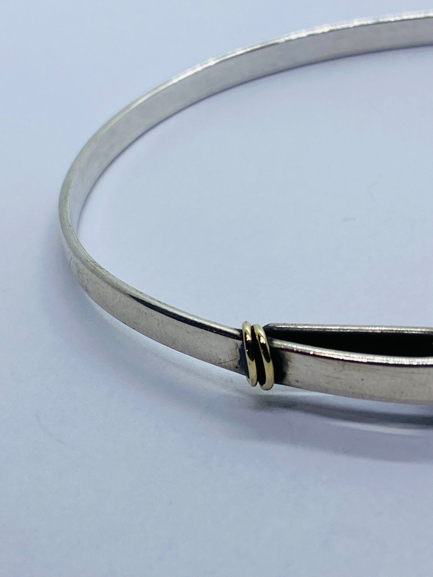 RARE XXL Tiffany & Co. Sterling Silver 18K Yellow Gold Circle Bangle Bracelet