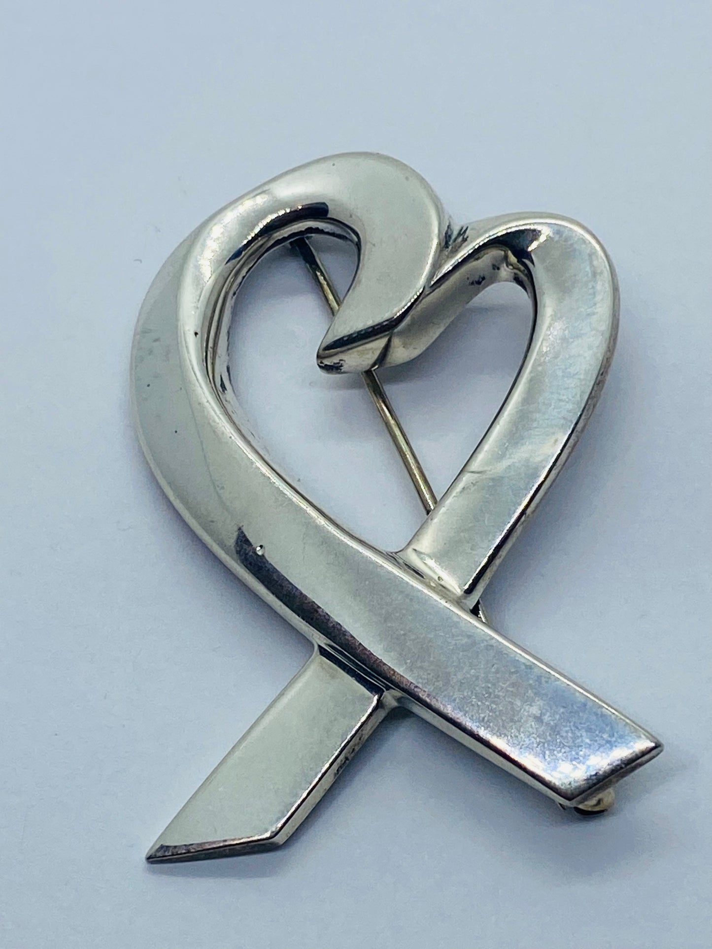 Tiffany & Co Paloma Picasso 925 Silver Silver Loving Open Heart Brooch LARGE