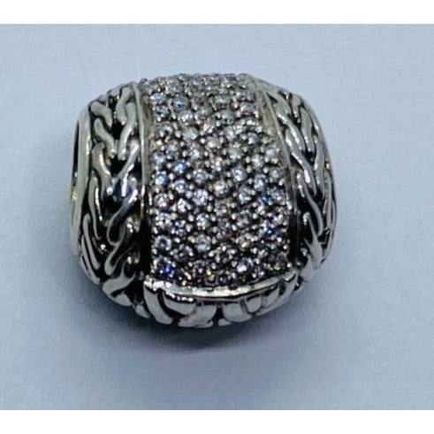 John Hardy Pave` Diamond 18K 750 Sterling Silver 925 Slide Pendant