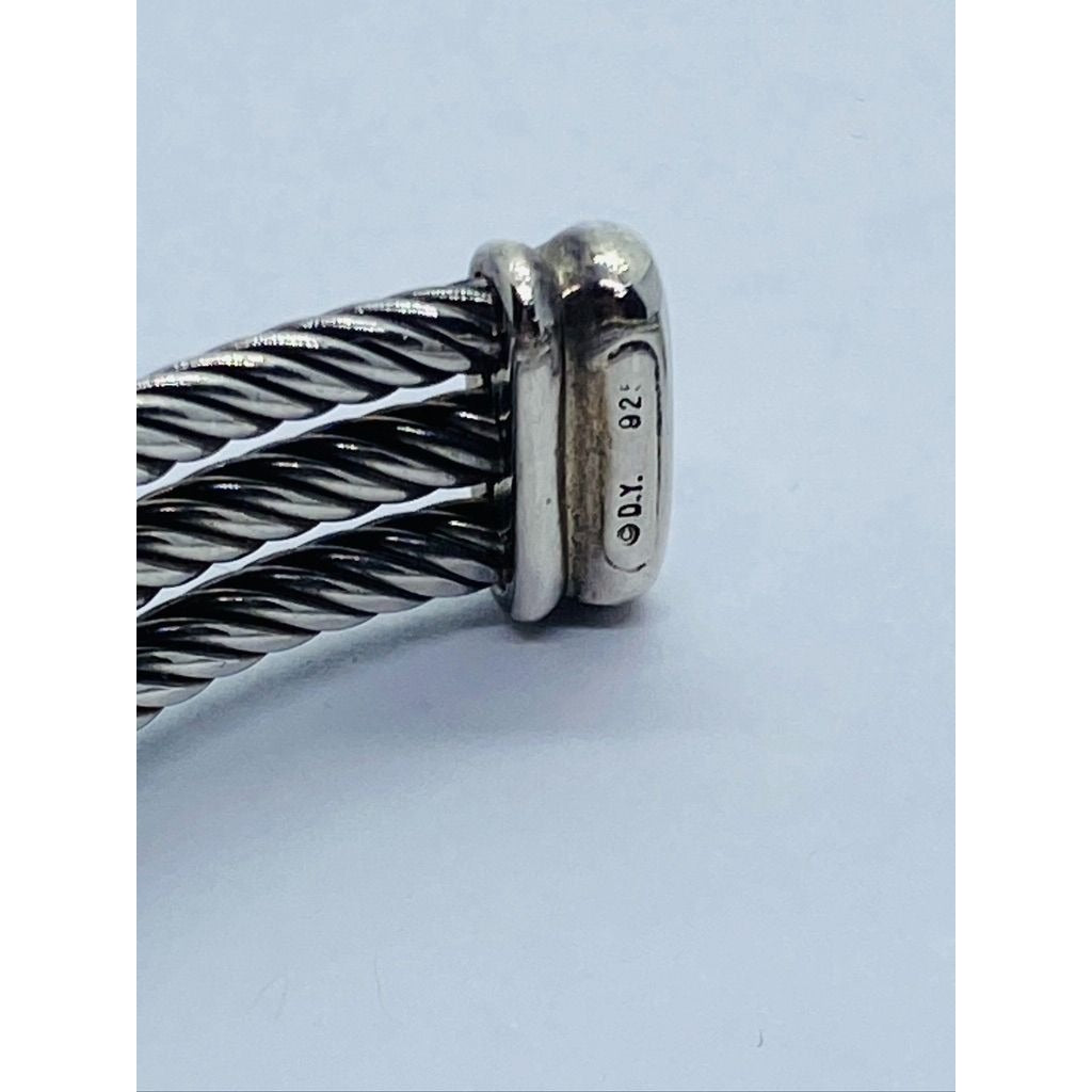 David Yurman Cable Sterling Silver Black Onyx Hematite & Diamond Confetti Cuff Bracelet