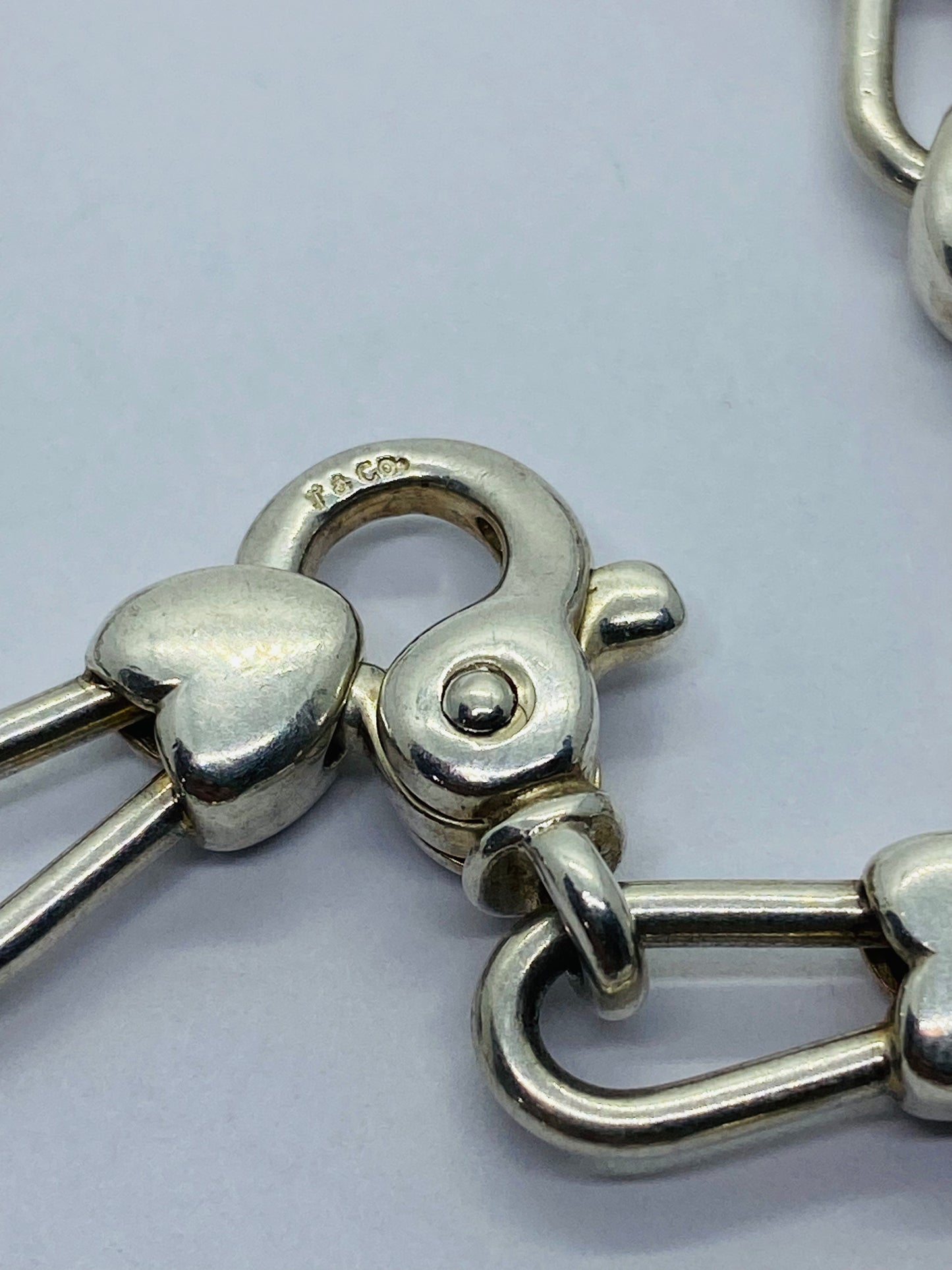 Tiffany & Co Silver Gold Heart Link Padlock Necklace 16.5” Pouch Box