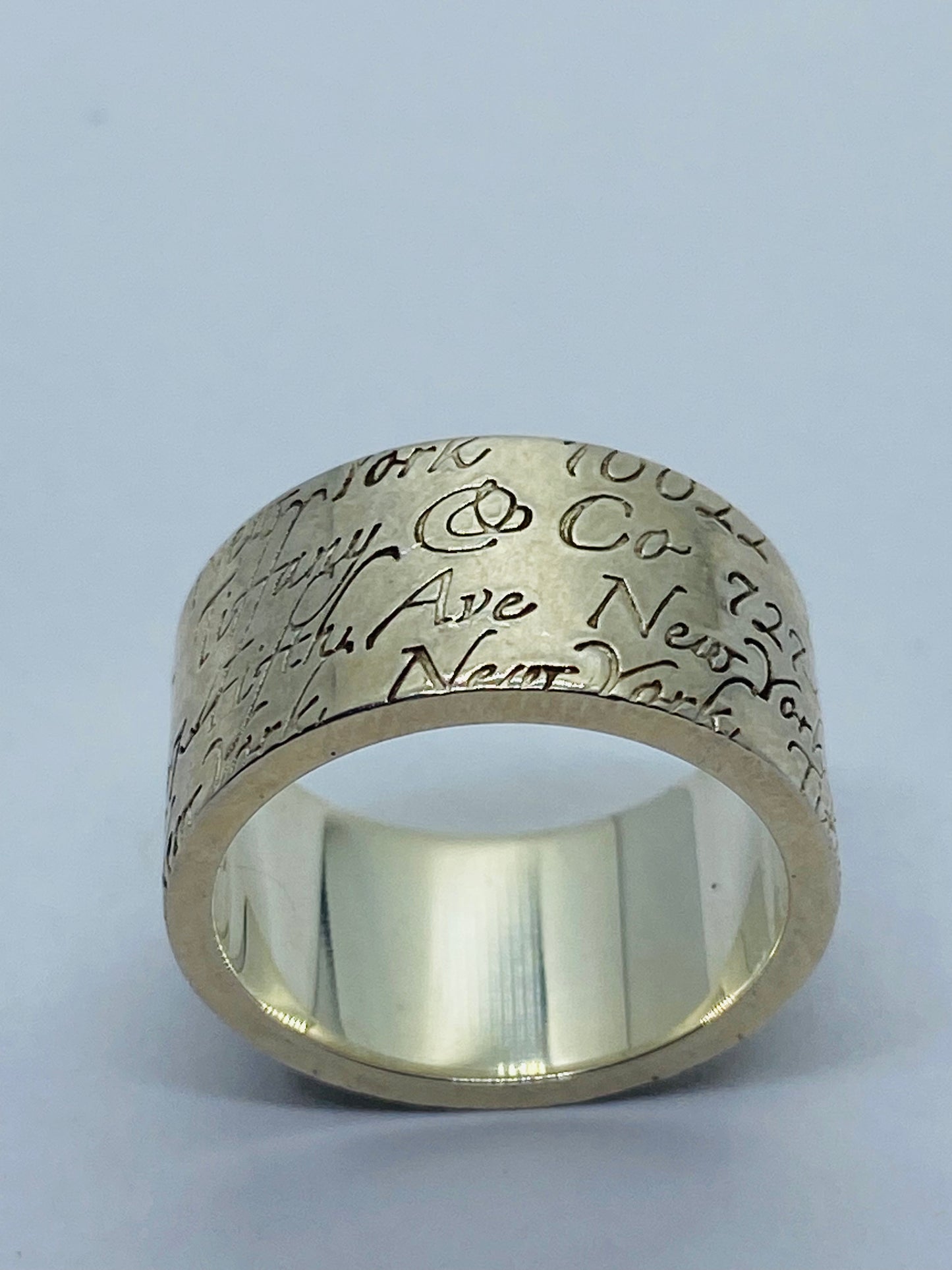 Tiffany & Co Silver Wide Notes Fifth Ave Ring Size 6.