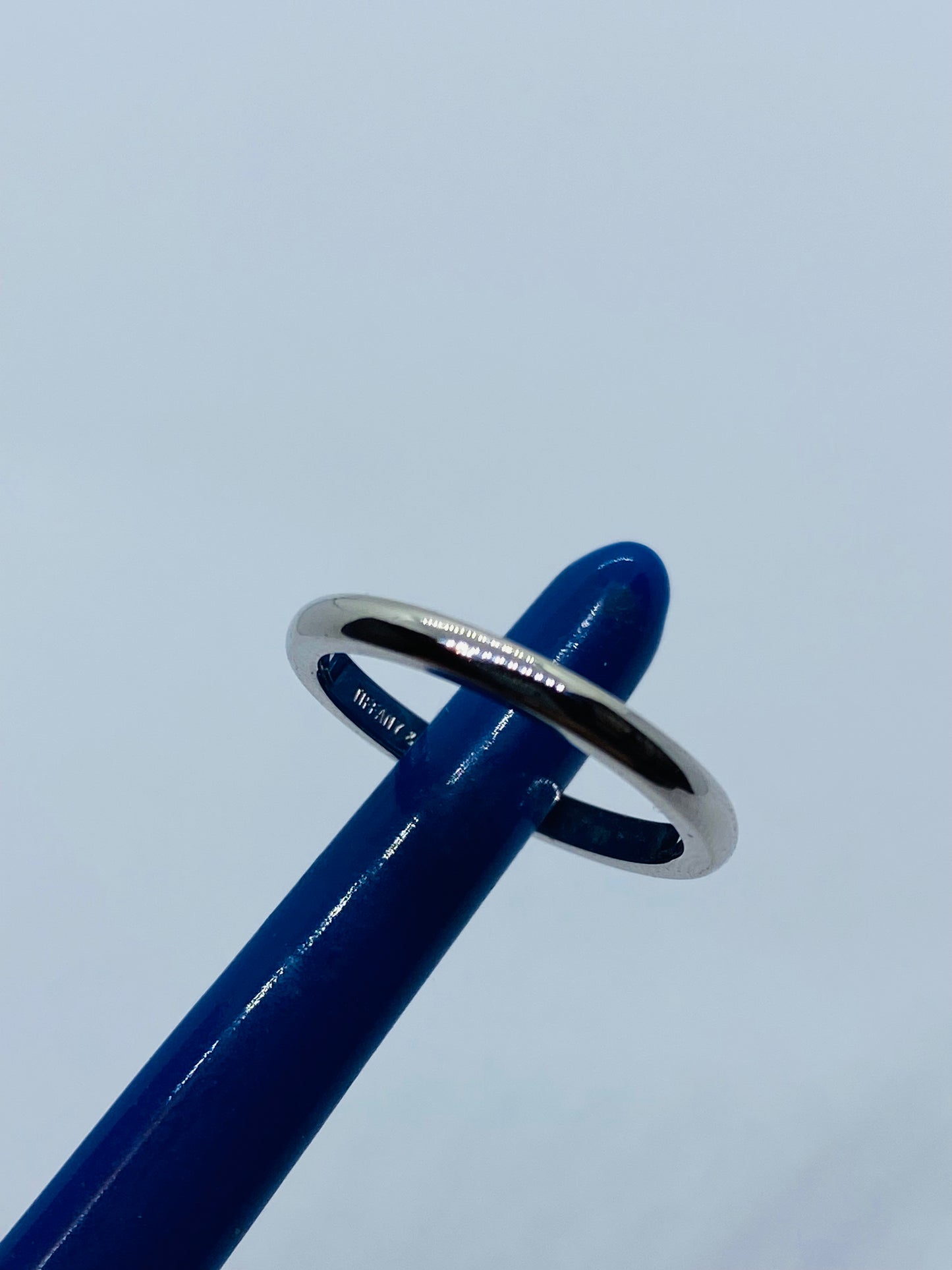 Tiffany & Co Solid Platinum 2mm Plain Size 4 Classic Domed Wedding Band Ring