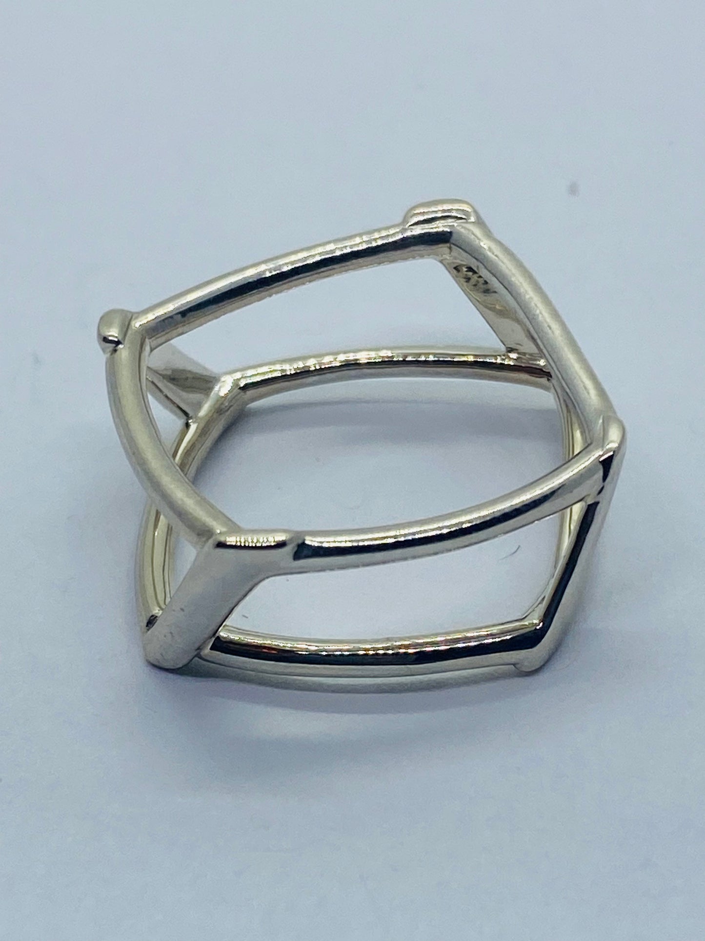 TIFFANY & CO. Frank Gehry Sterling Silver Open Torque Square Ring, Size 6 Pouch