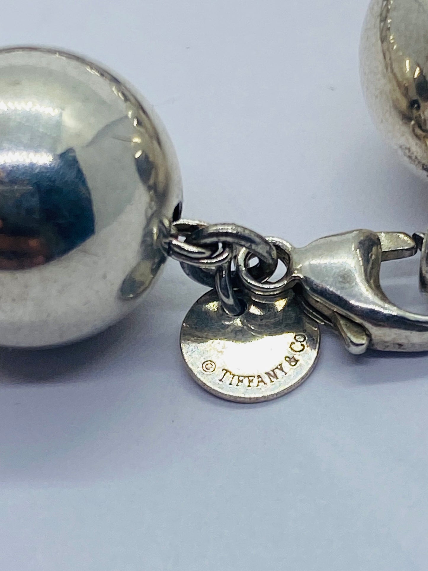 Tiffany & Co. Sterling Silver Large 14mm Hardwear Ball Bead 8" Bracelet Pouch
