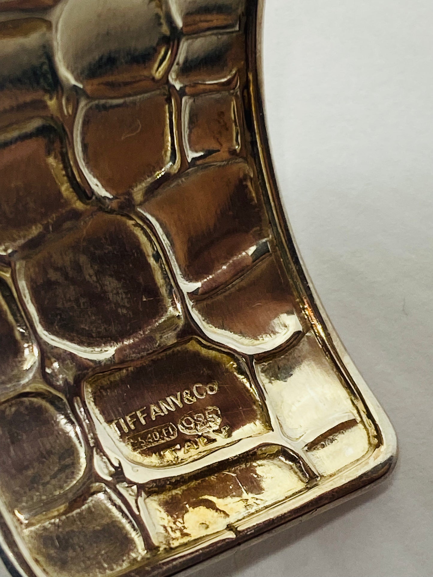 RARE VINTAGE TIFFANY Crocodile Cuff Bracelet 90’s BRACELET Cuff 27MM WIDE BOX