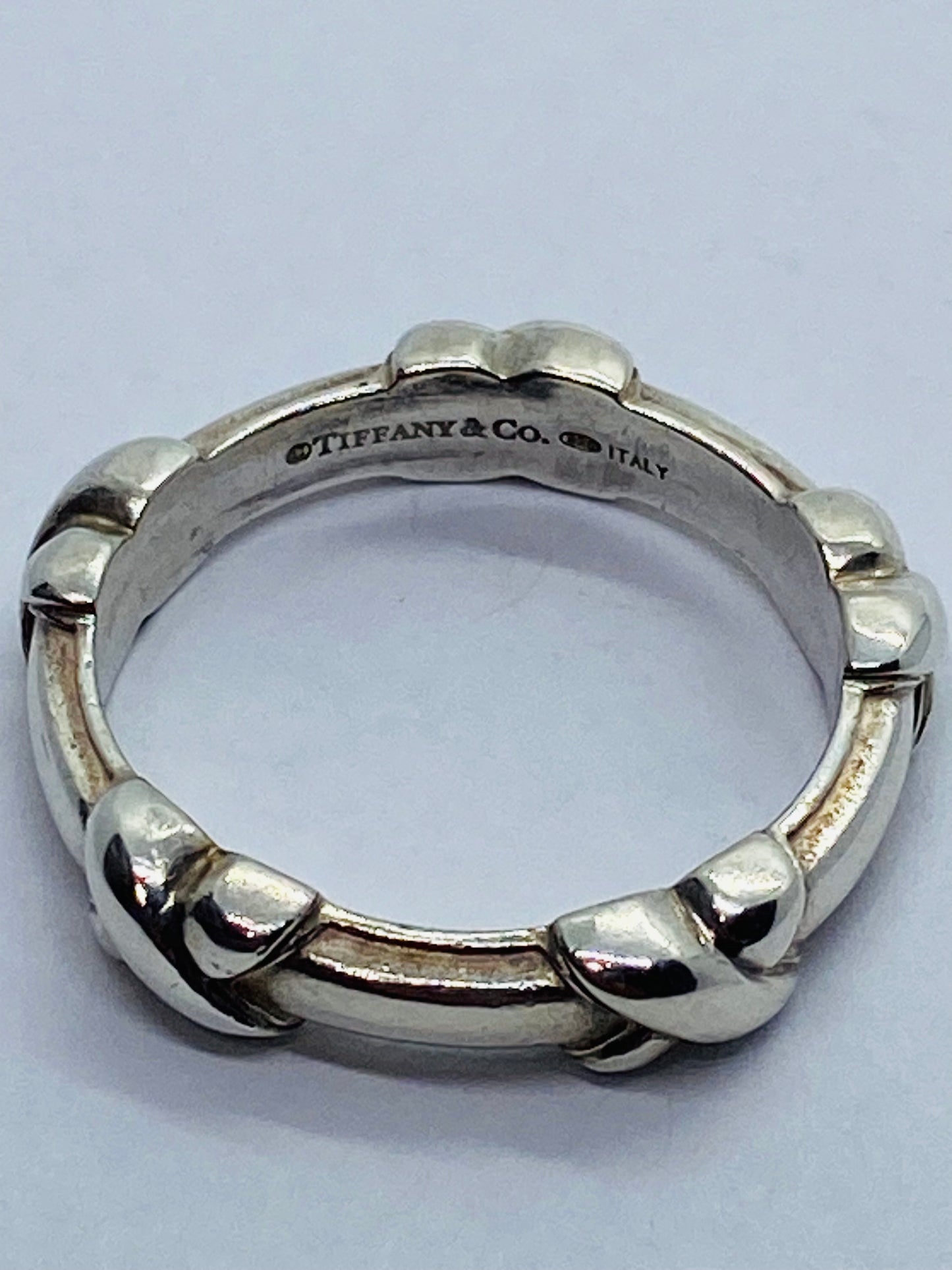 Tiffany & Co Silver Signature X Stacking Ring Band Sz 7.25