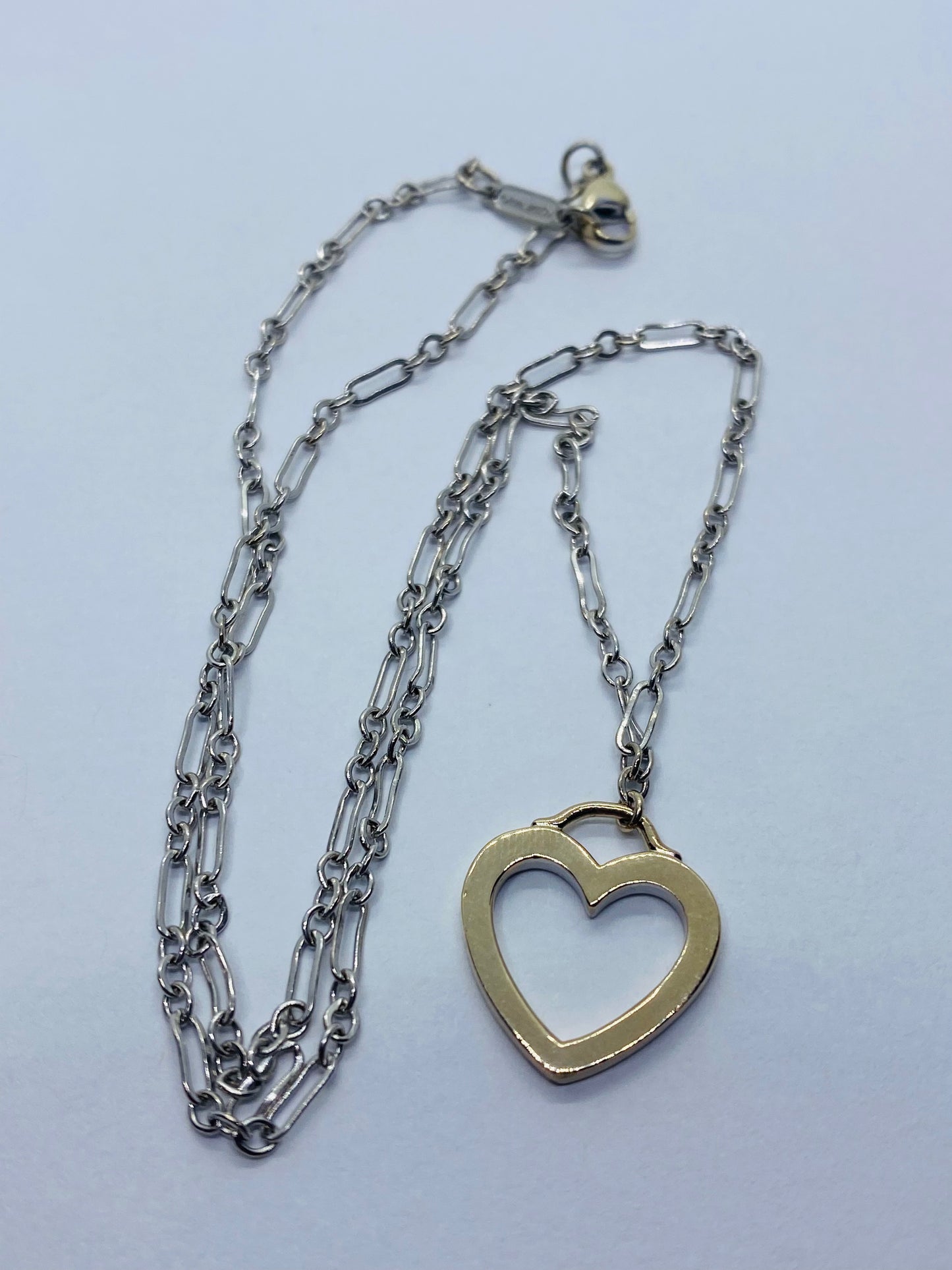 Tiffany & Co 750 Sentimental 18K White Yellow Gold Heart Pendant Necklace Box!