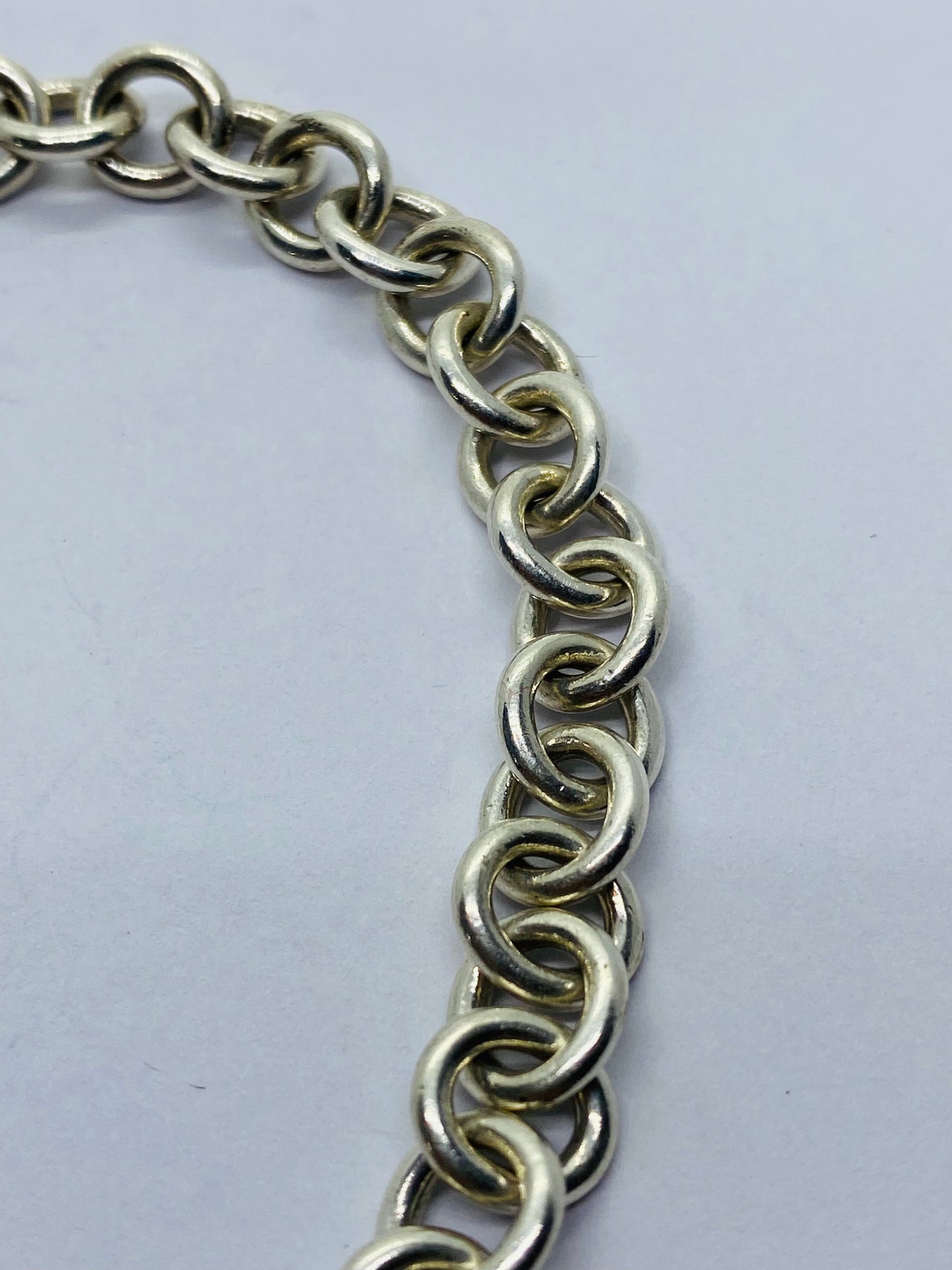 Tiffany & Co. 8.25”Arc Heart Padlock Charm Please Rerun To Love Bracelet Silver