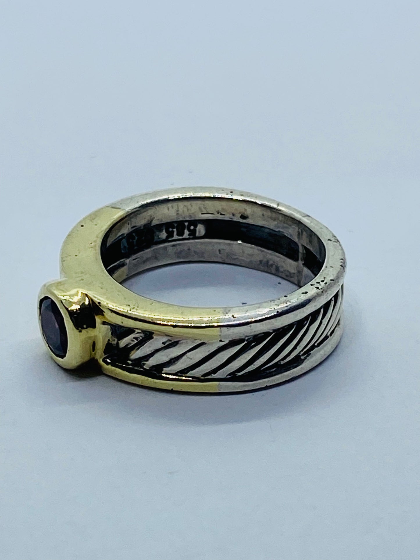 David Yurman Vintage 14k Yellow Gold & Sterling Silver Pink Tourmaline Ring