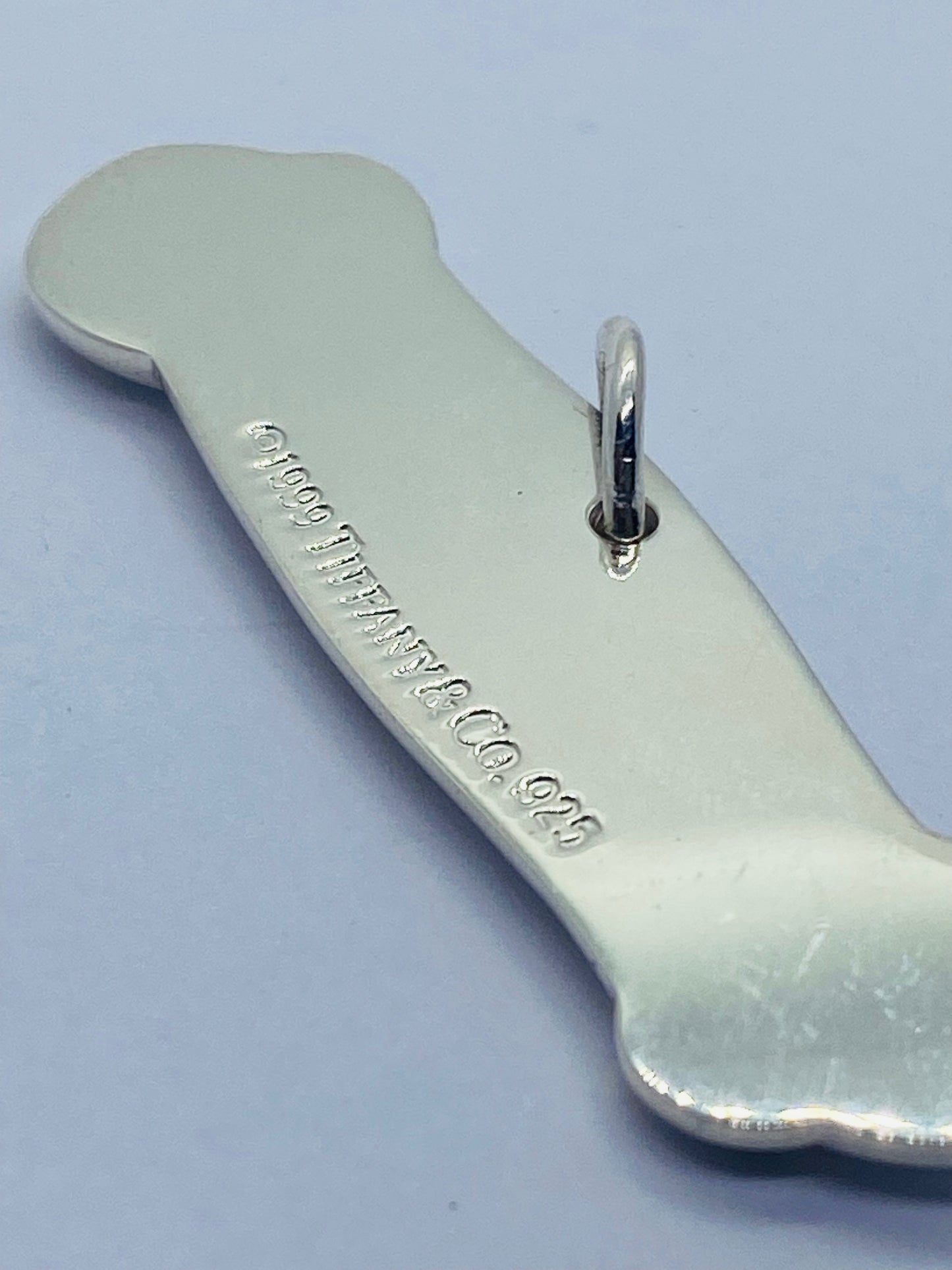 Tiffany & Co. Dog Bone Charm Pendant Tag Sterling Silver 51mm