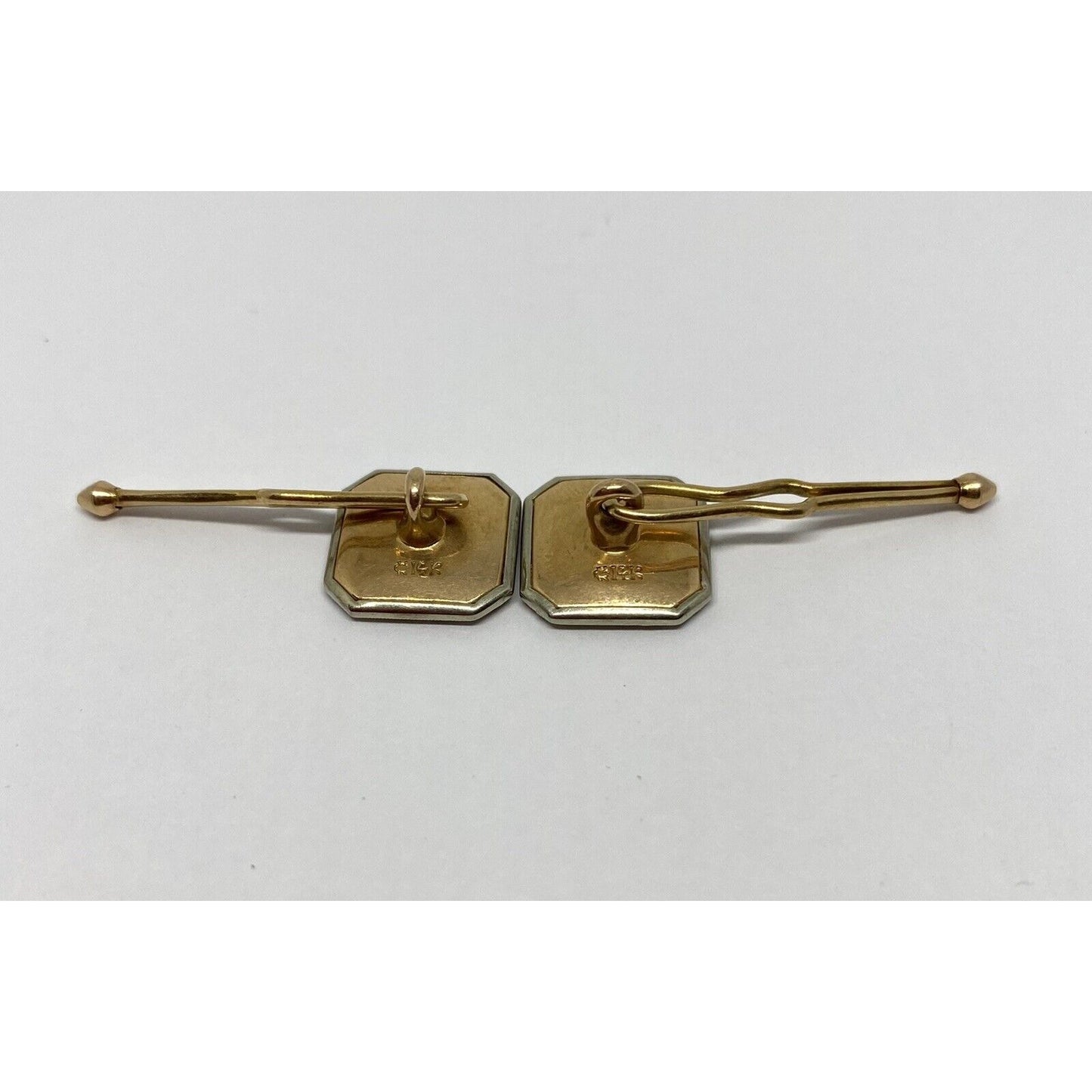 ART DECO Mother Of Pearl 14K 4.4 Grams, Cufflinks Cuff Links 12mm