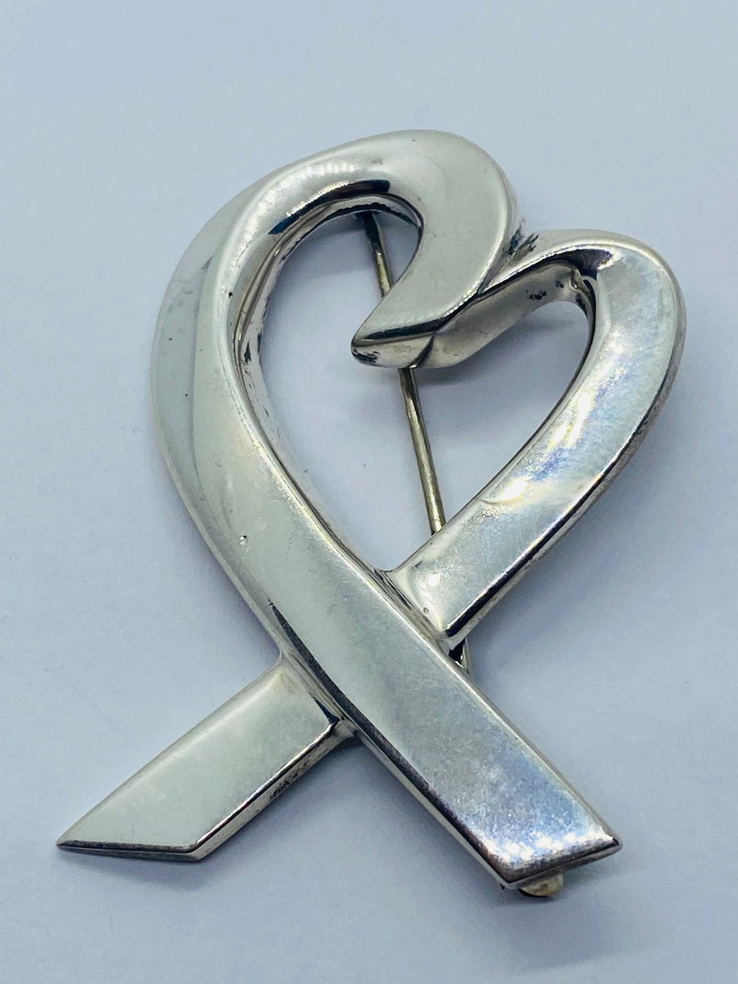 Tiffany & Co Paloma Picasso 925 Silver Silver Loving Open Heart Brooch LARGE