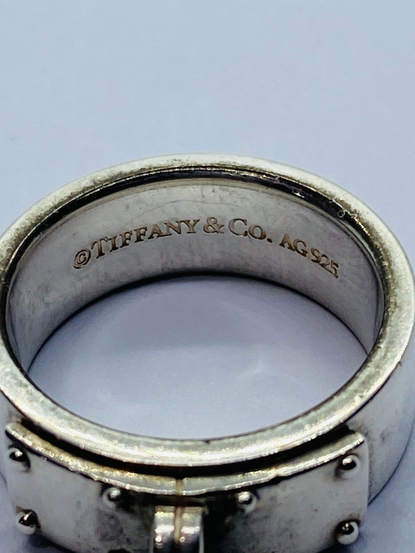 Sterling Silver Tiffany & Co Heart Love Padlock Return To Ladies Ring Pouch 5