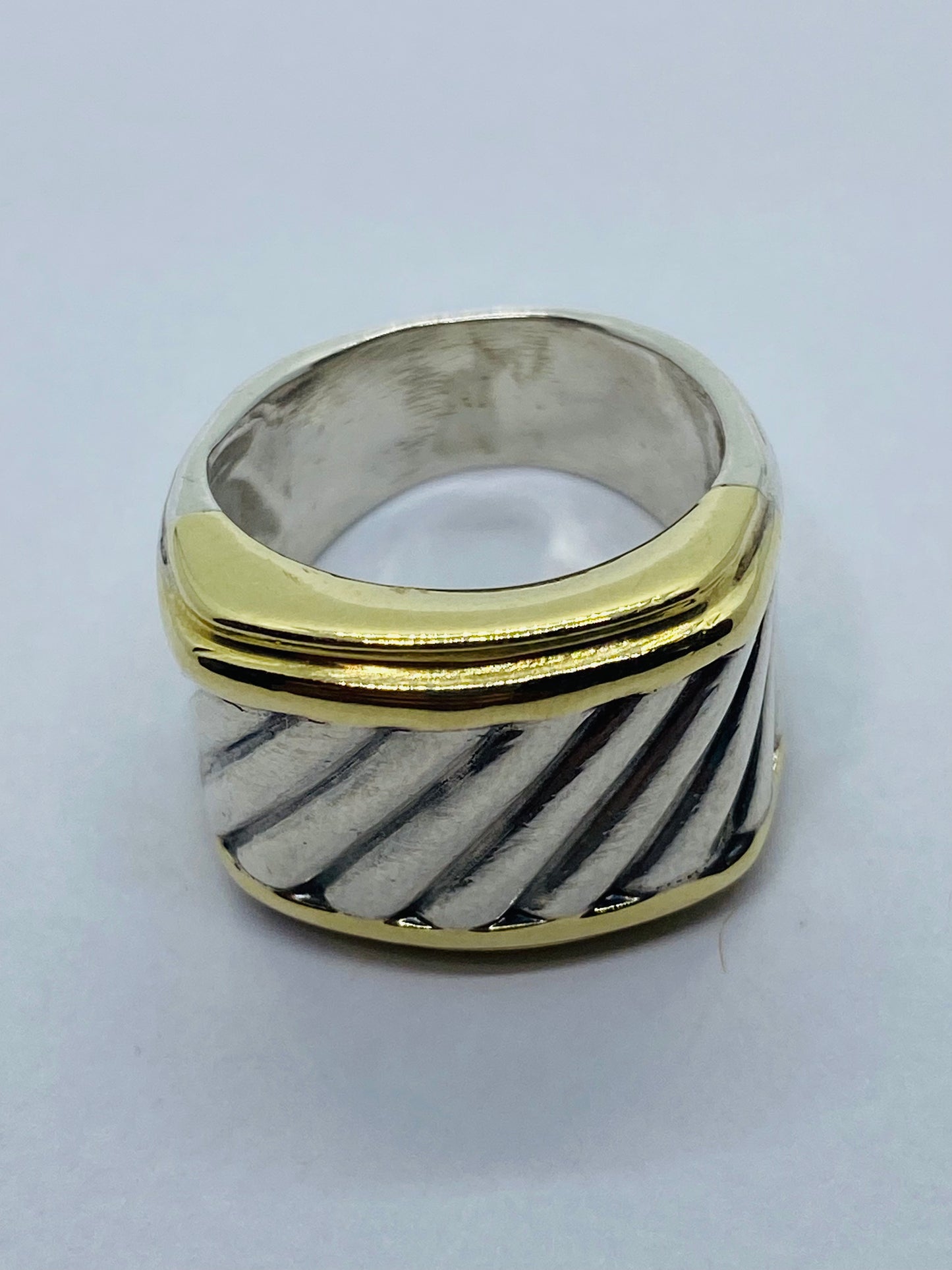 David Yurman Thoroughbred Ring 14K Gold Sterling Silver Cigar Cable Size 5.25