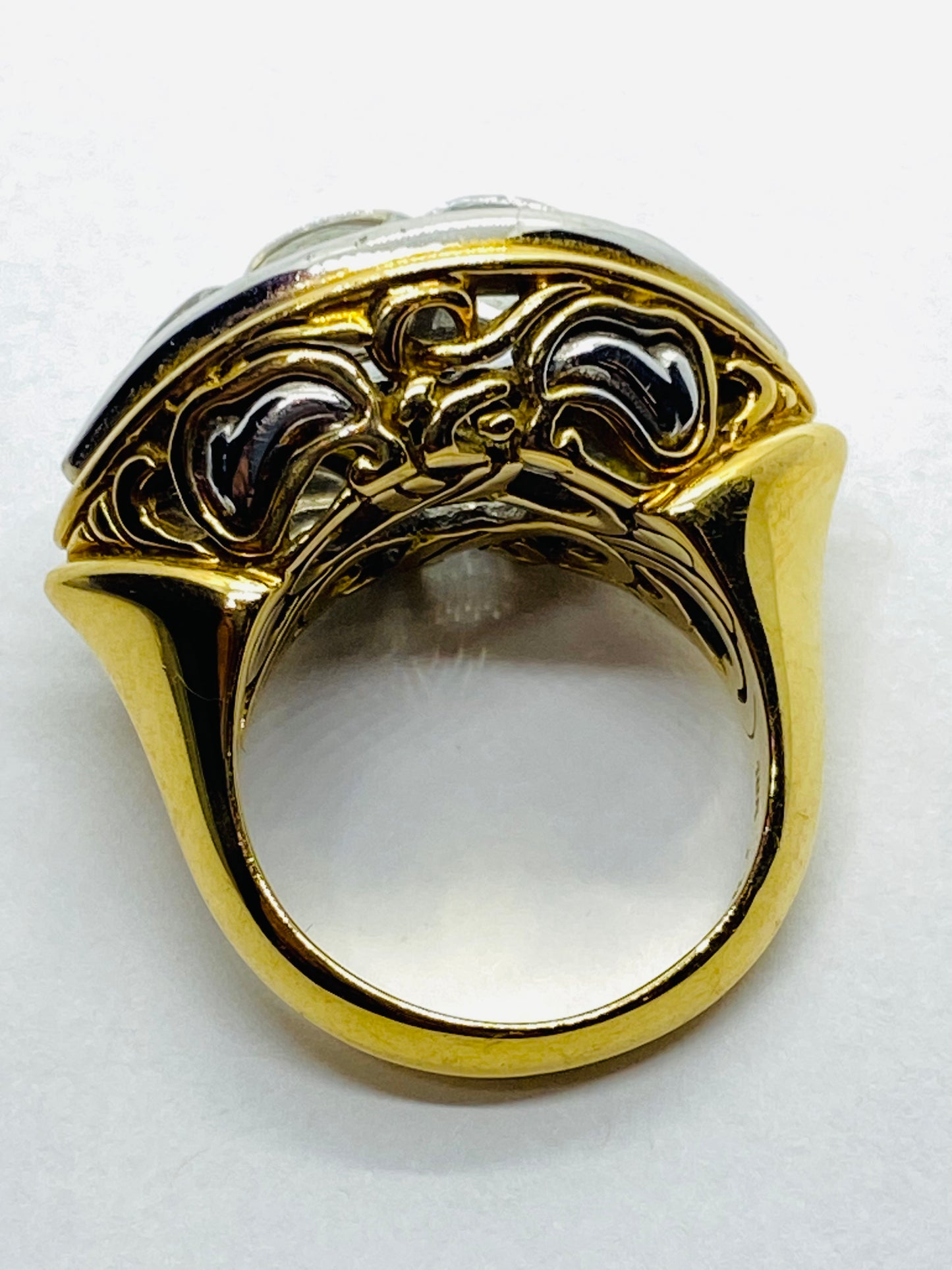 John Hardy Solid Yellow And White Gold 18K 750 Batu Glacier White Topaz Ring