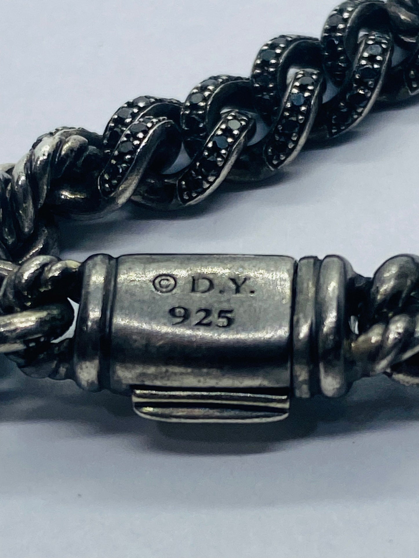 $4200 David Yurman Sterling Silver BraceletBlack Pave Diamonds 6.5” 6.4mm