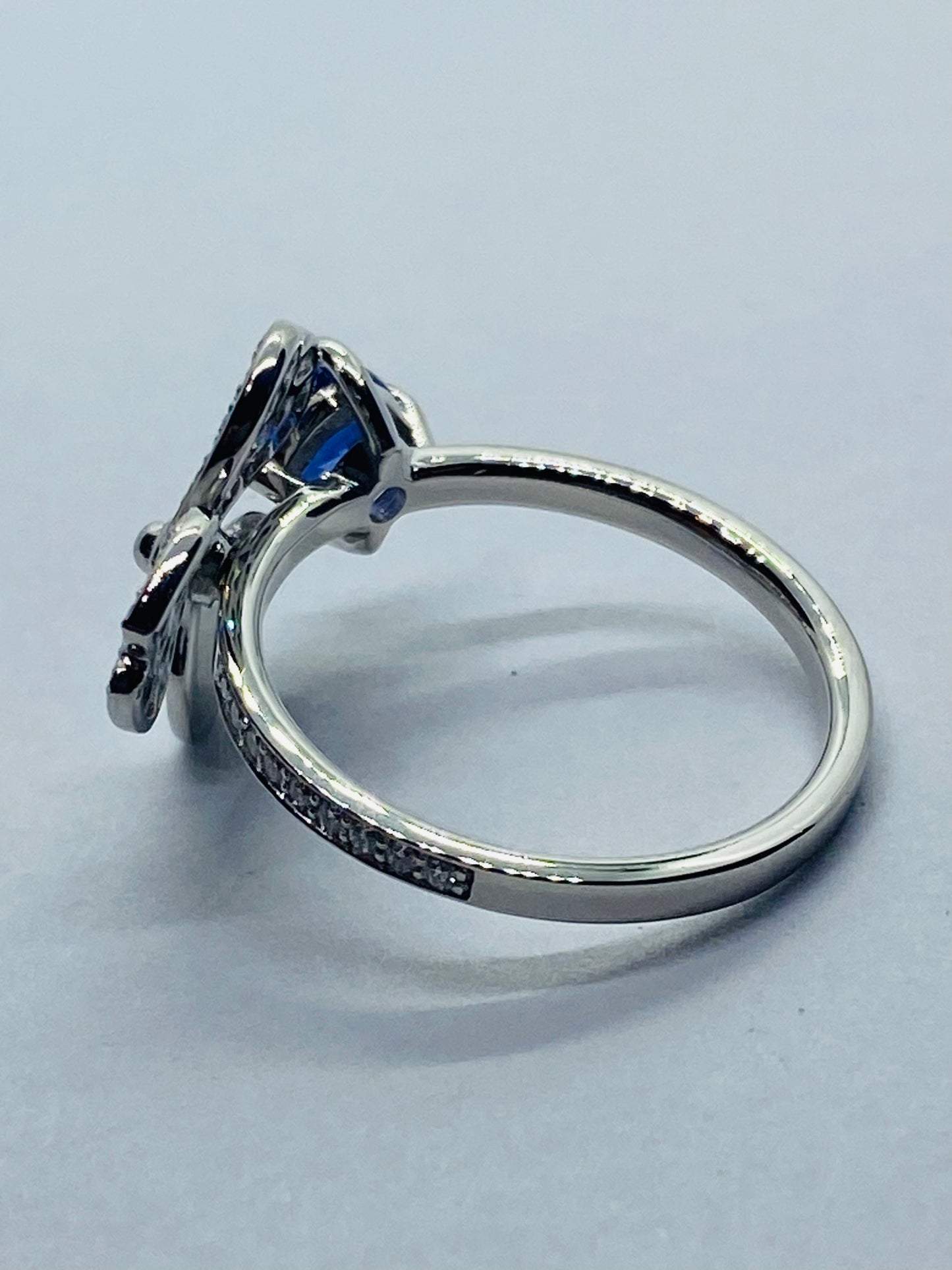 Tiffany Paper Flowers Platinum diamonds and tanzanite flower ring, Size 6