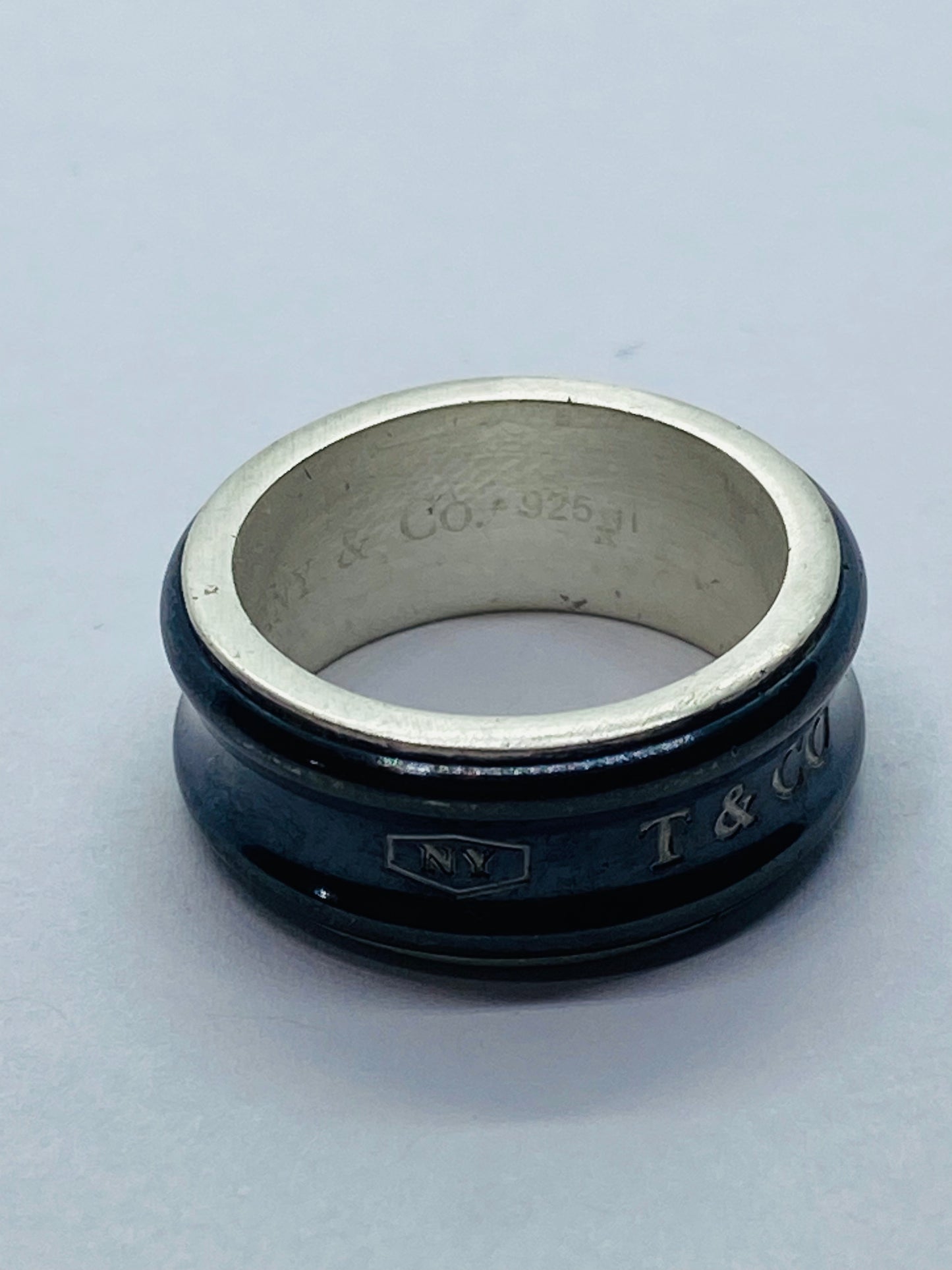 TIFFANY & CO SILVER TITANIUM 1837 RING SIZE 5.75