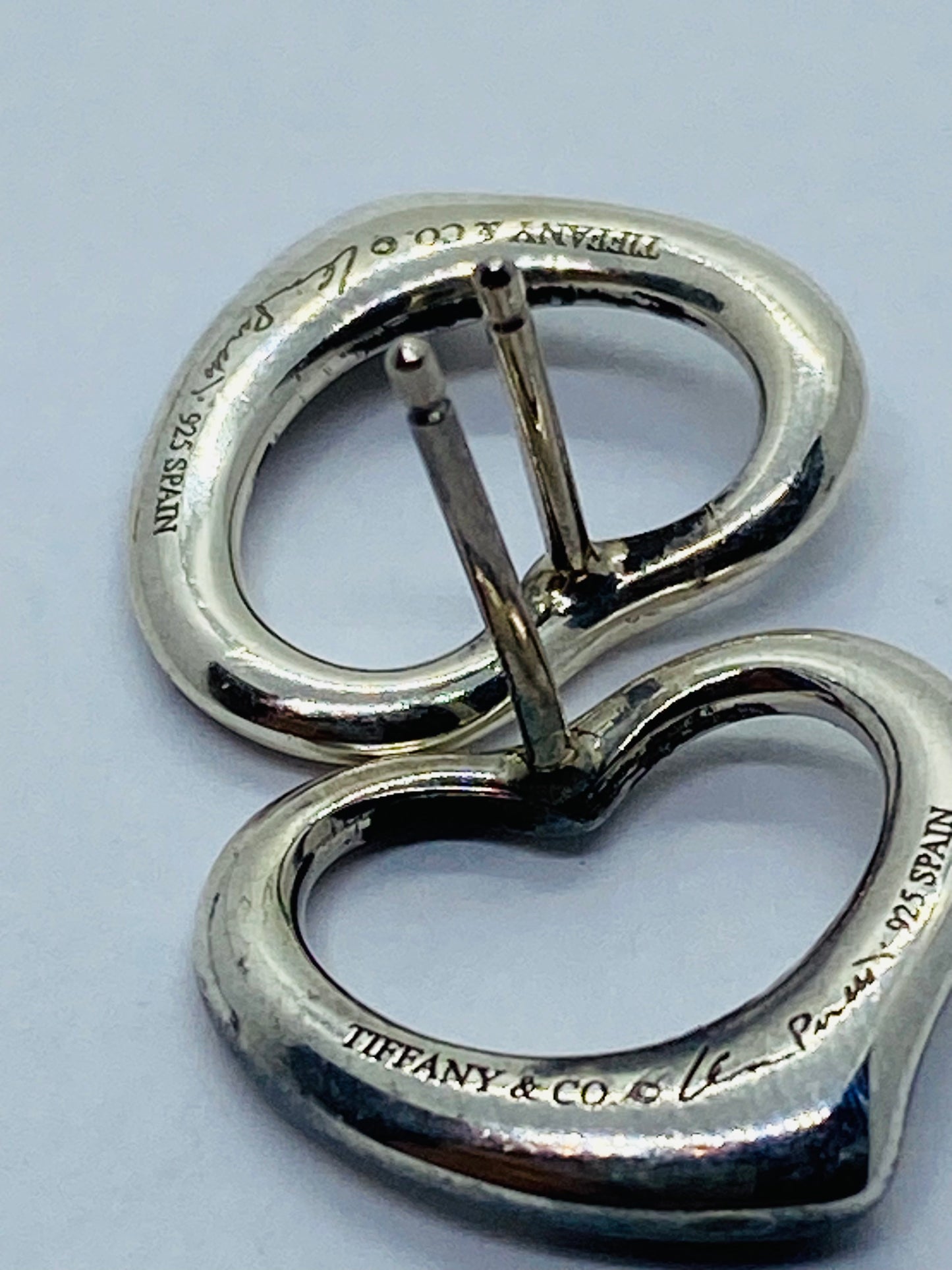 Rare LARGE Tiffany & Co. Peretti Sterling Silver Open Heart Stud Earrings 17MM