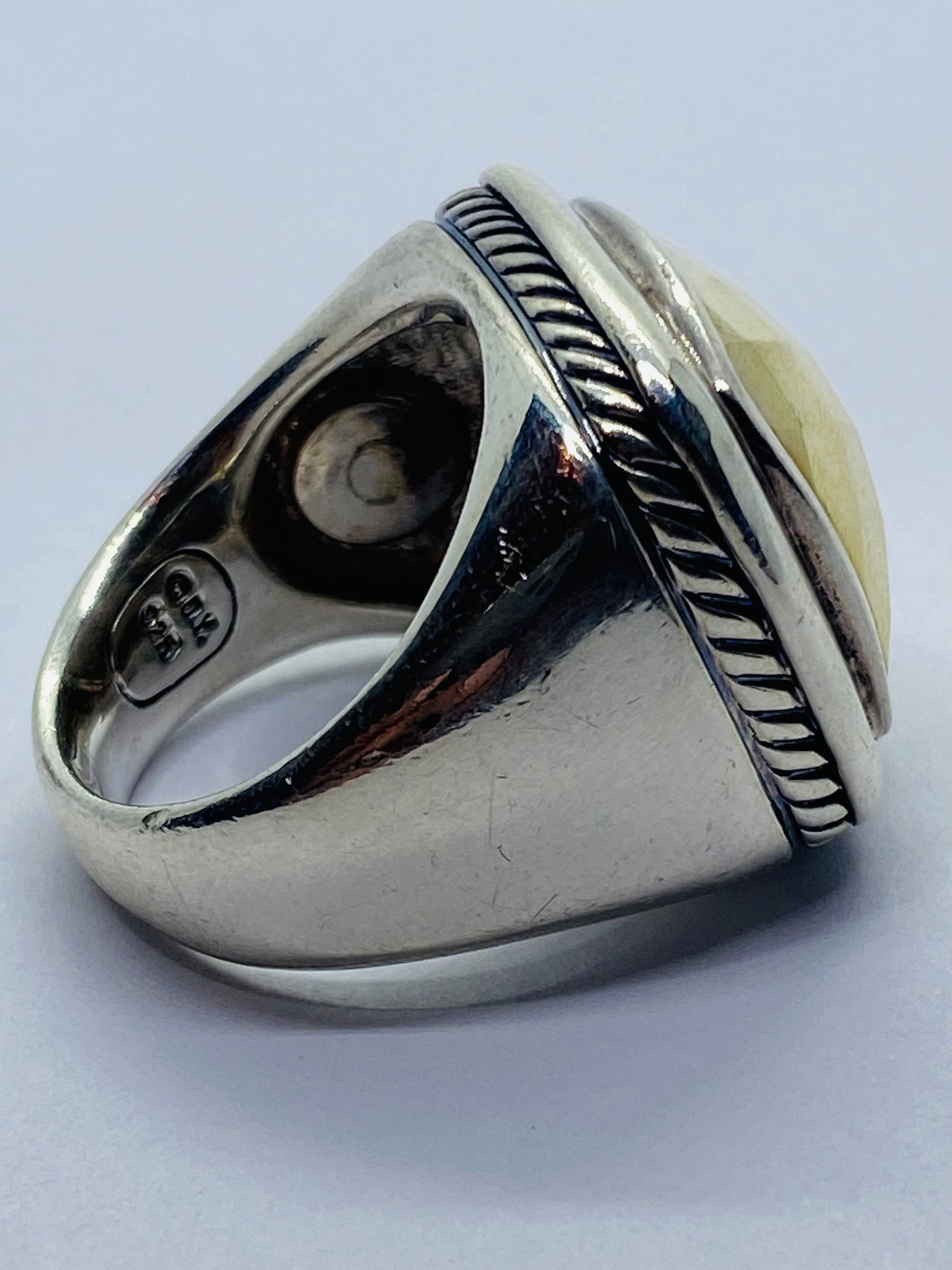 David Yurman Albion Faceted Dome Ring in 18kt Gold/Sterling Size 6