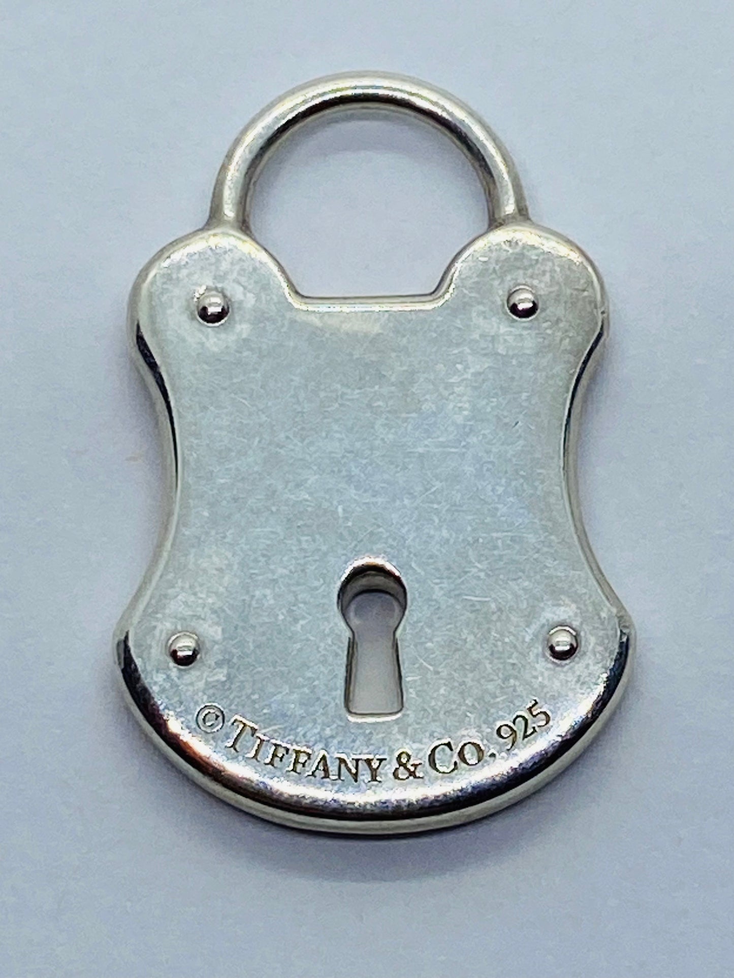 Tiffany & Co Large 925 Sterling Silver Lock Key Hole Charm Pendant 28x18mm