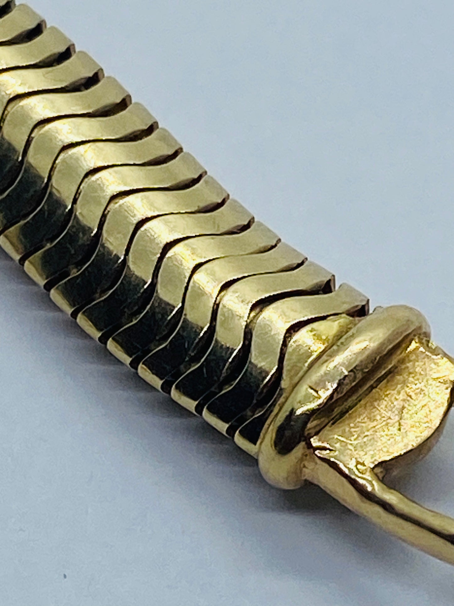 VINTAGE TIFFANY & CO 14k GOLD BRACELET SNAKE FLEX 9.5MM WIDE 6 5/8” Long