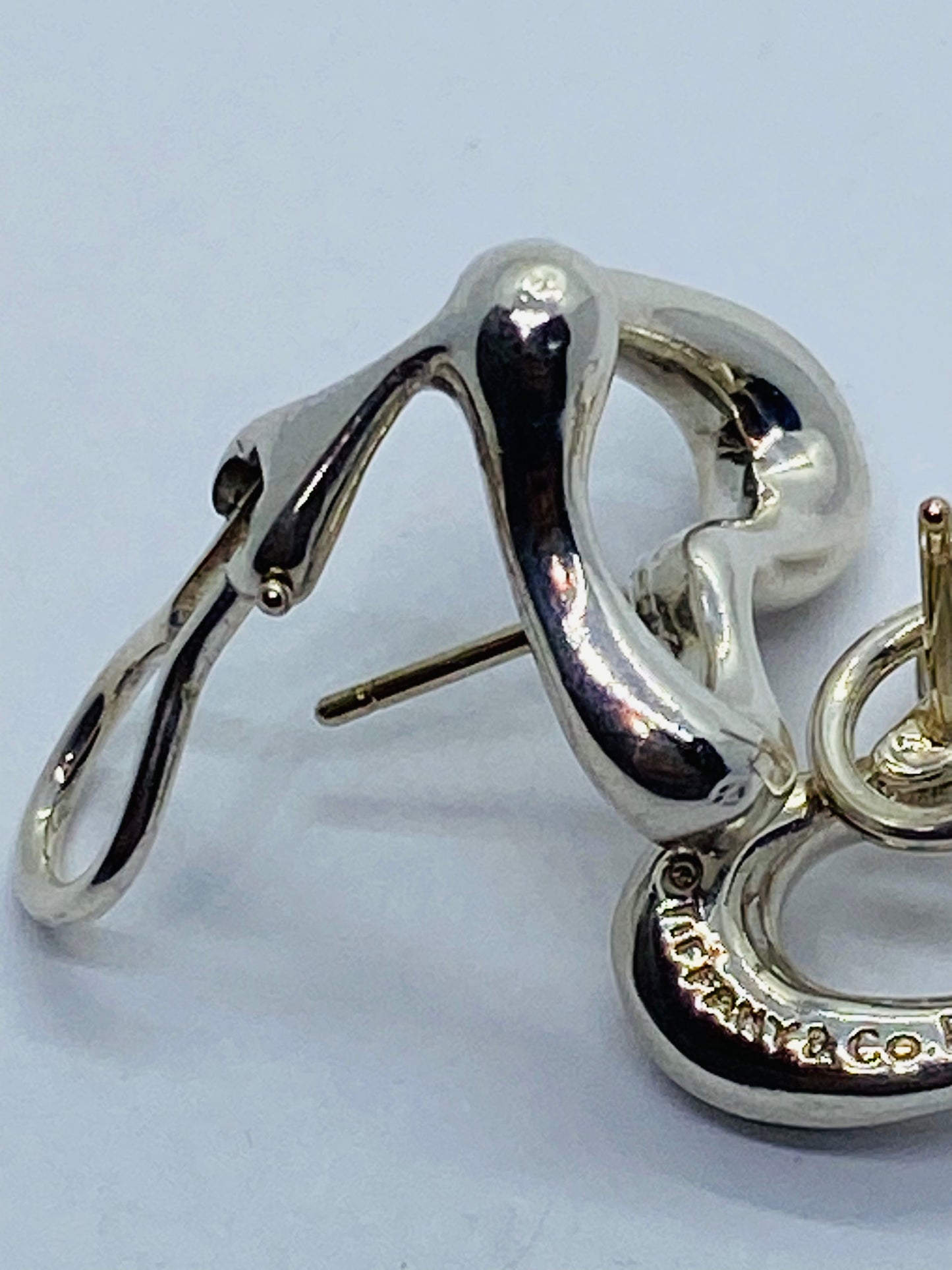 Tiffany & Co RARE Silver 925 Elsa Peretti Open Heart Clip On Earrings 18K Post