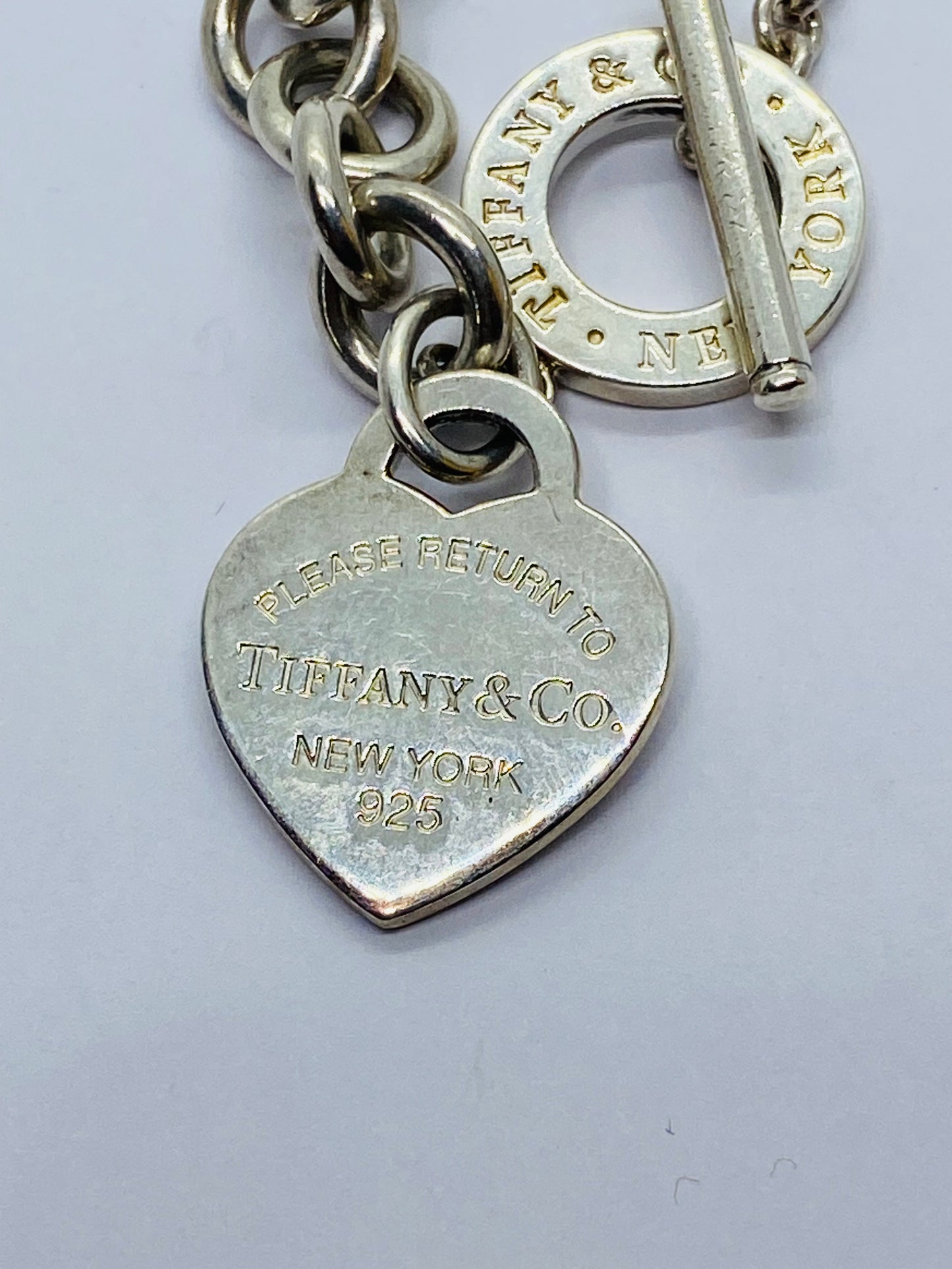 Return To Tiffany & Co 7.75” New Version Toggle Love Heart Bracelet Silver w Box