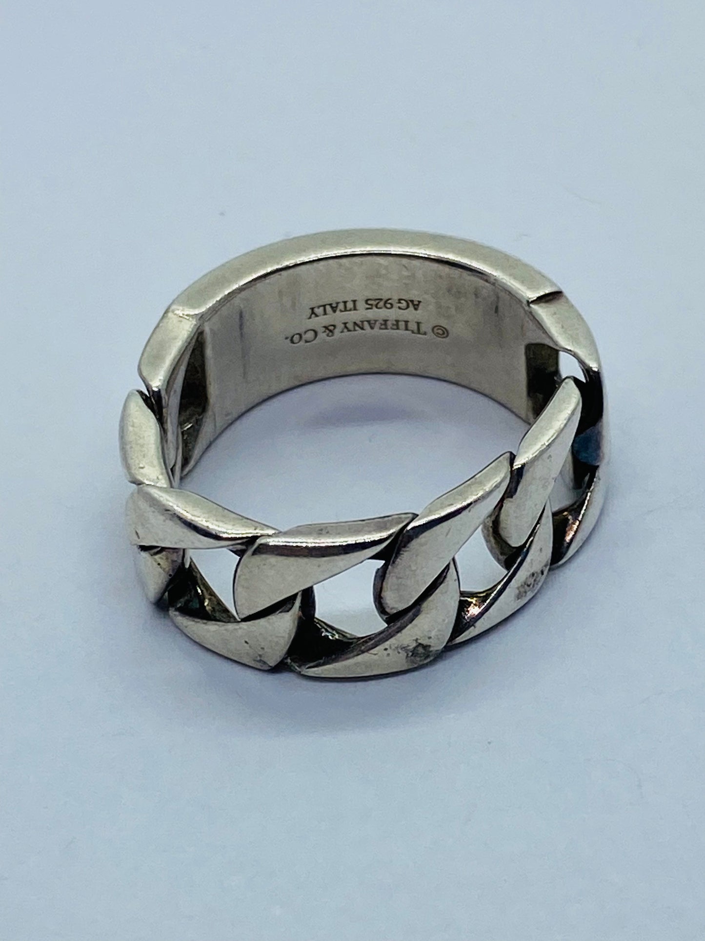 Tiffany & Co. 8MM ID Link Band 925 Sterling Silver Size 6.5