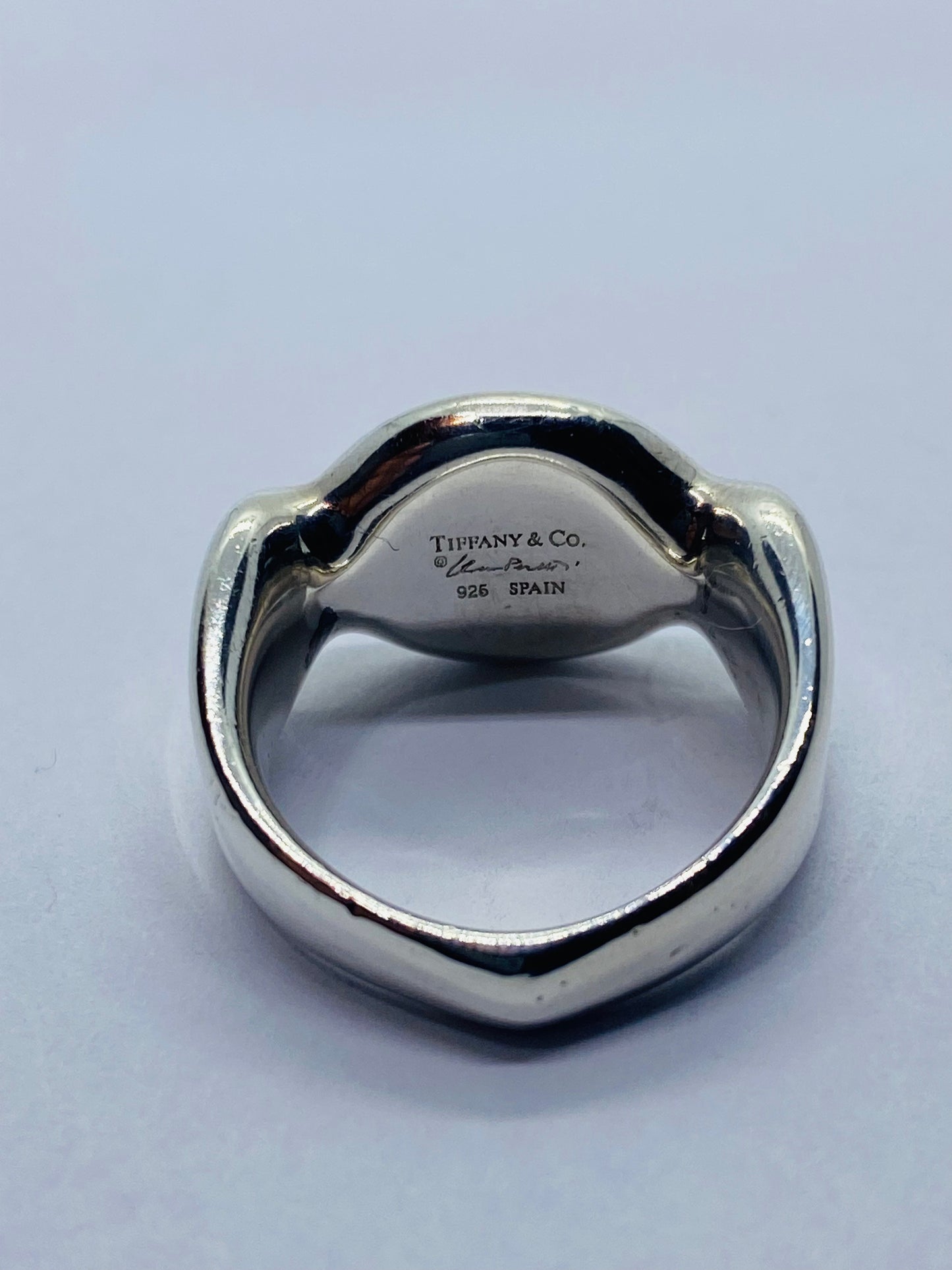 Tiffany & Co Silver Peretti Spain Signet Band Size 5 With Pouch Retired.