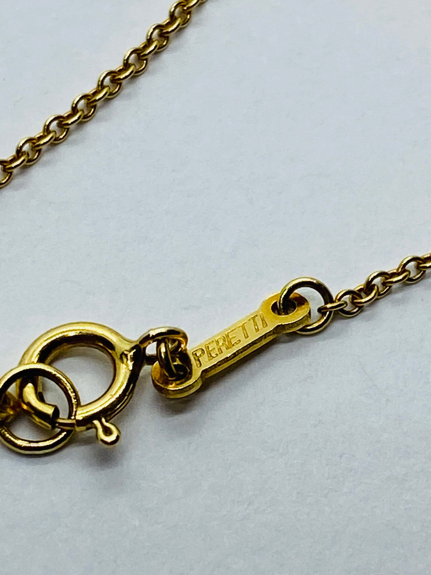 TIFFANY & CO 18K YELLOW GOLD DIAMOND KEY PENDANT WITH NECKLACE 18.5” LONG