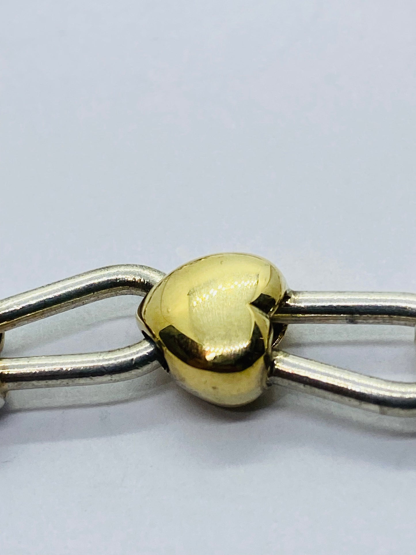 Tiffany & Co Silver Gold Heart Link Padlock Necklace 16.5” Pouch Box