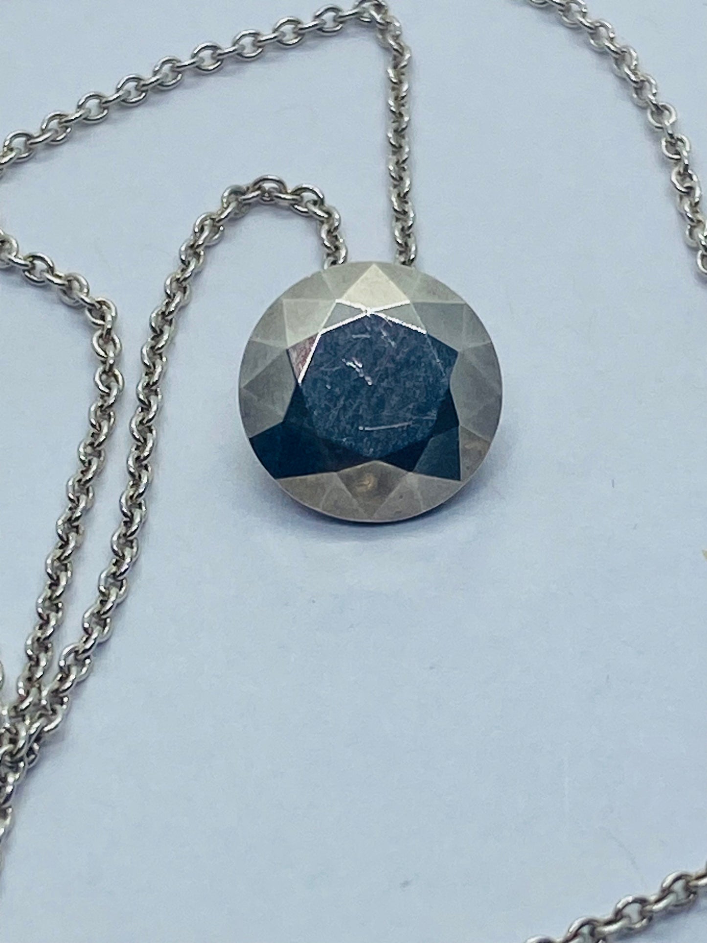 Tiffany & Co Elsa Peretti Sterling Silver Two Carat FACET Necklace 16”