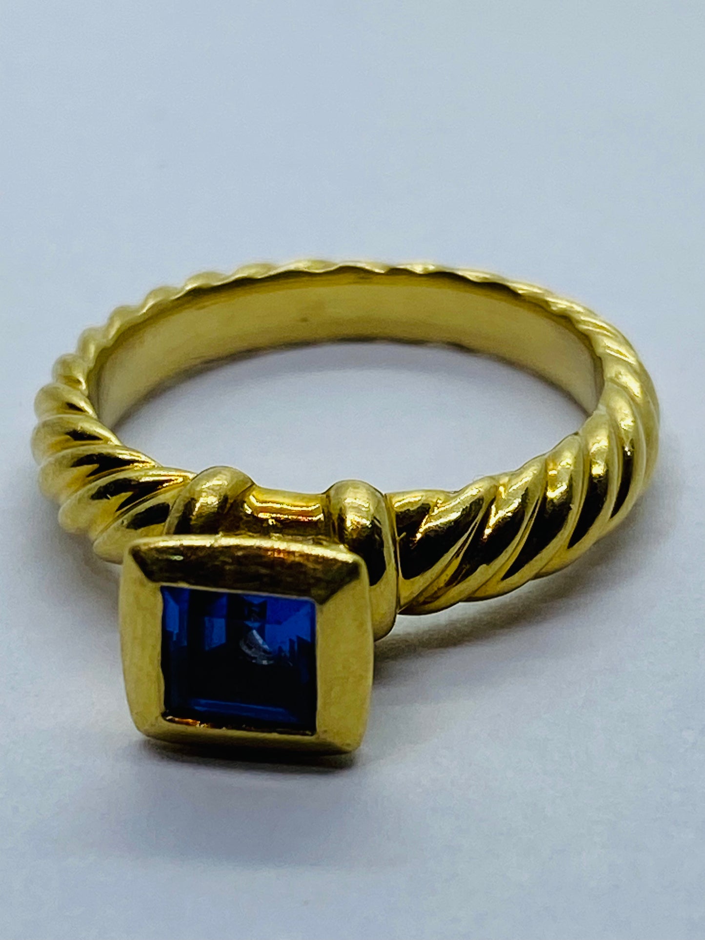 David Yurman 18K Yellow Gold Amethyst Cable Ring Size - 6