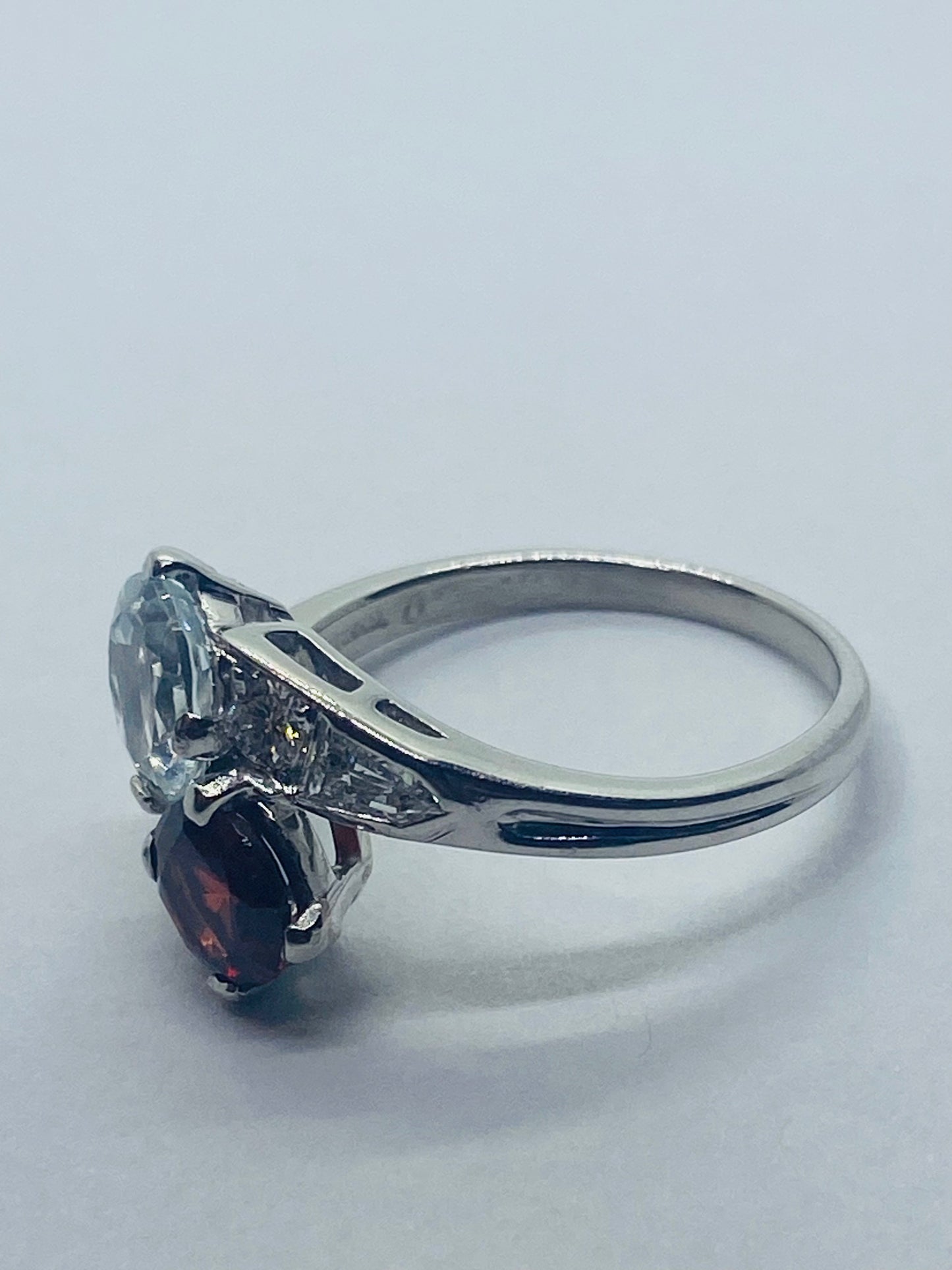 Tiffany & Co Toi et Moi Platinum Aquamatine Garnet Pentagon Round Diamond Ring