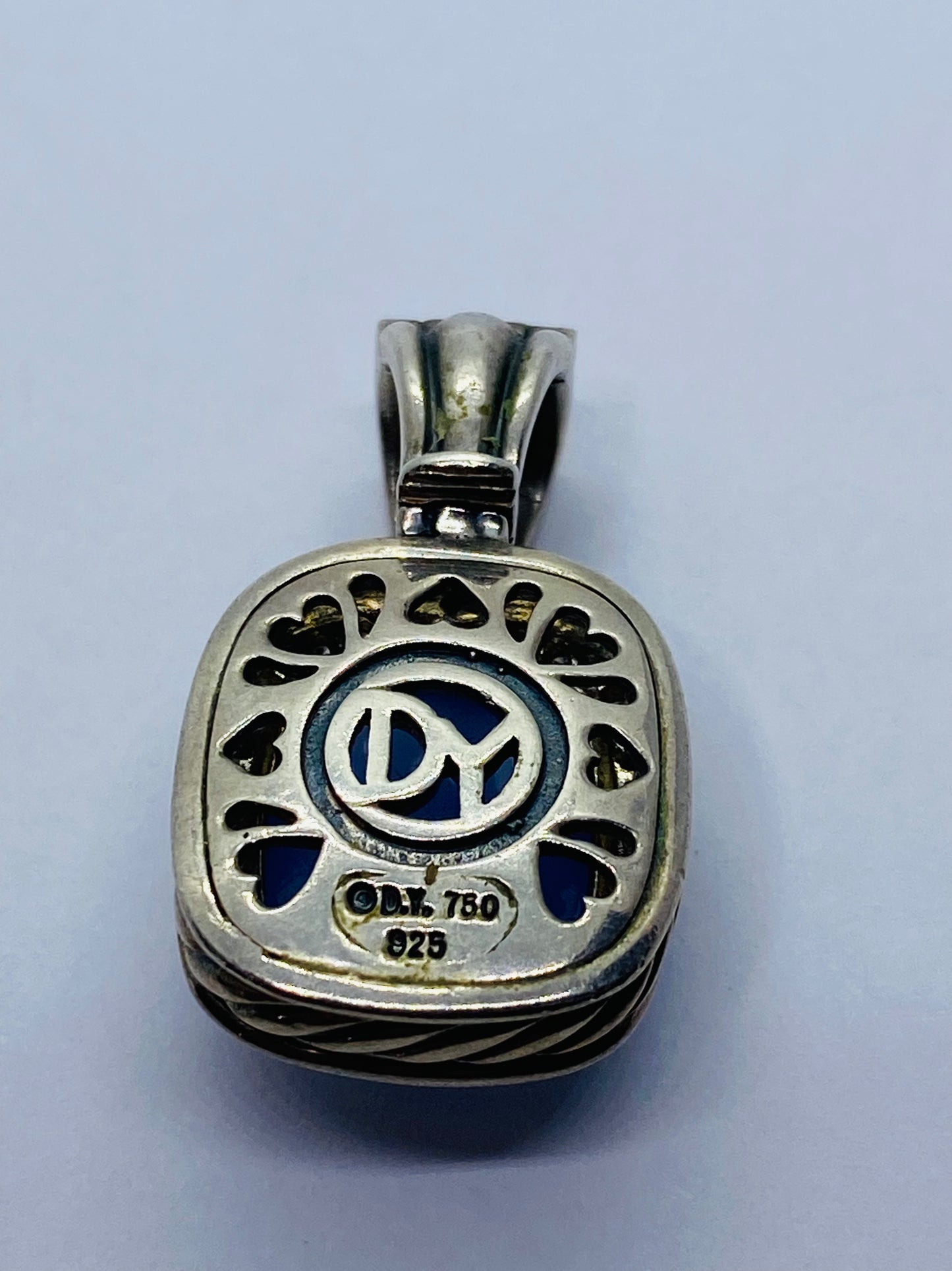 David Yurman Albion Chalcedony 925 Silver 18K 750 Diamond Pendant Enhancer