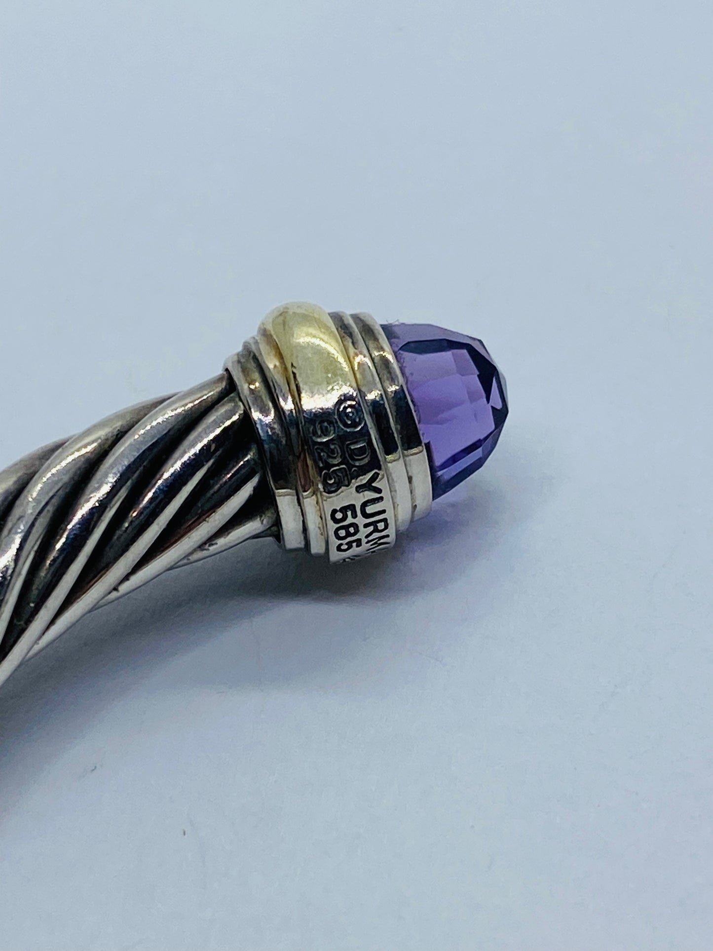 7MM David Yurman Cable Classic Bracelet Amethyst 14K Yellow Gold 2.25”