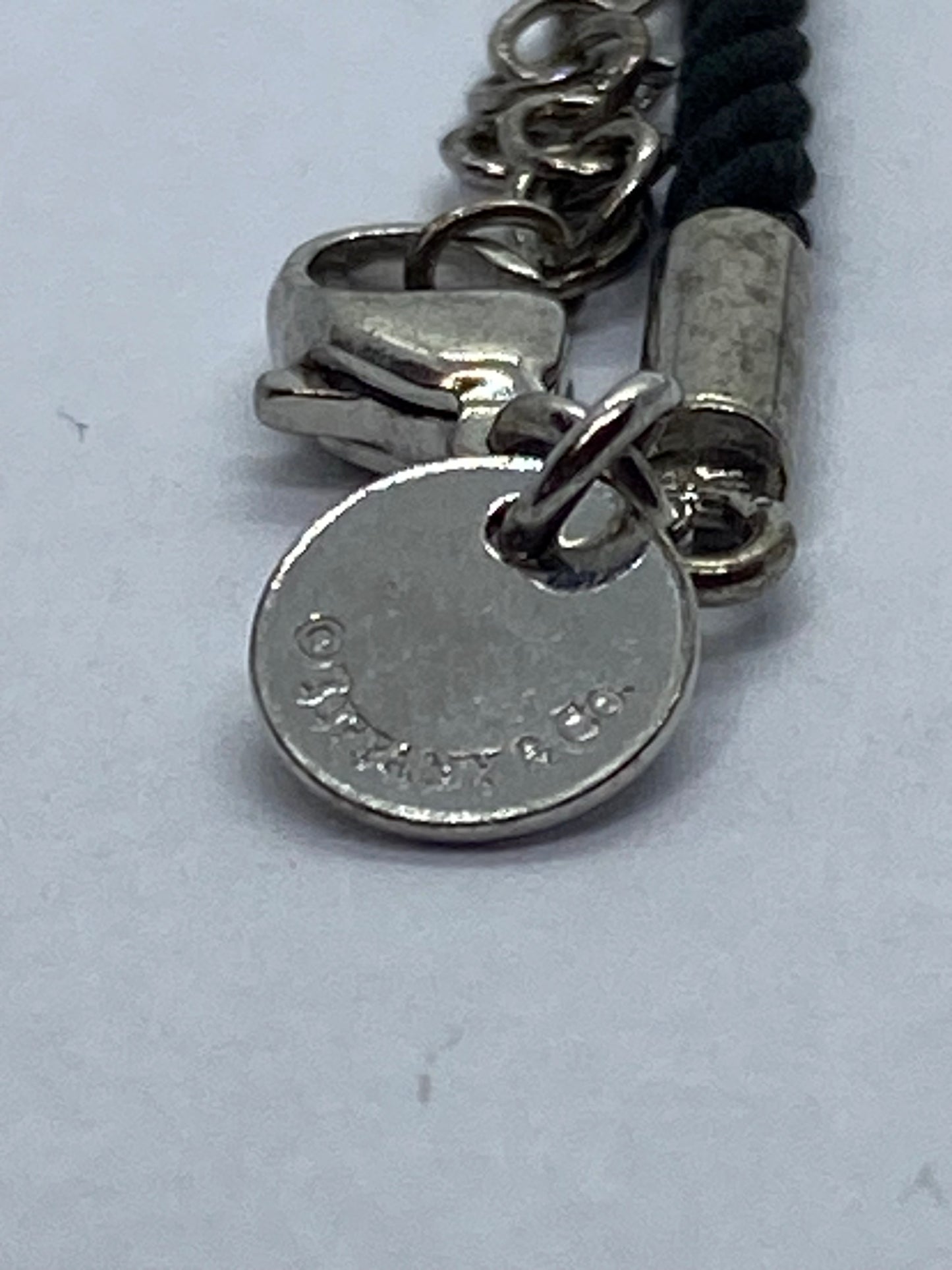Tiffany & Co White Bone Script New York Fifth Ave Round Silk Cord 16" Necklace