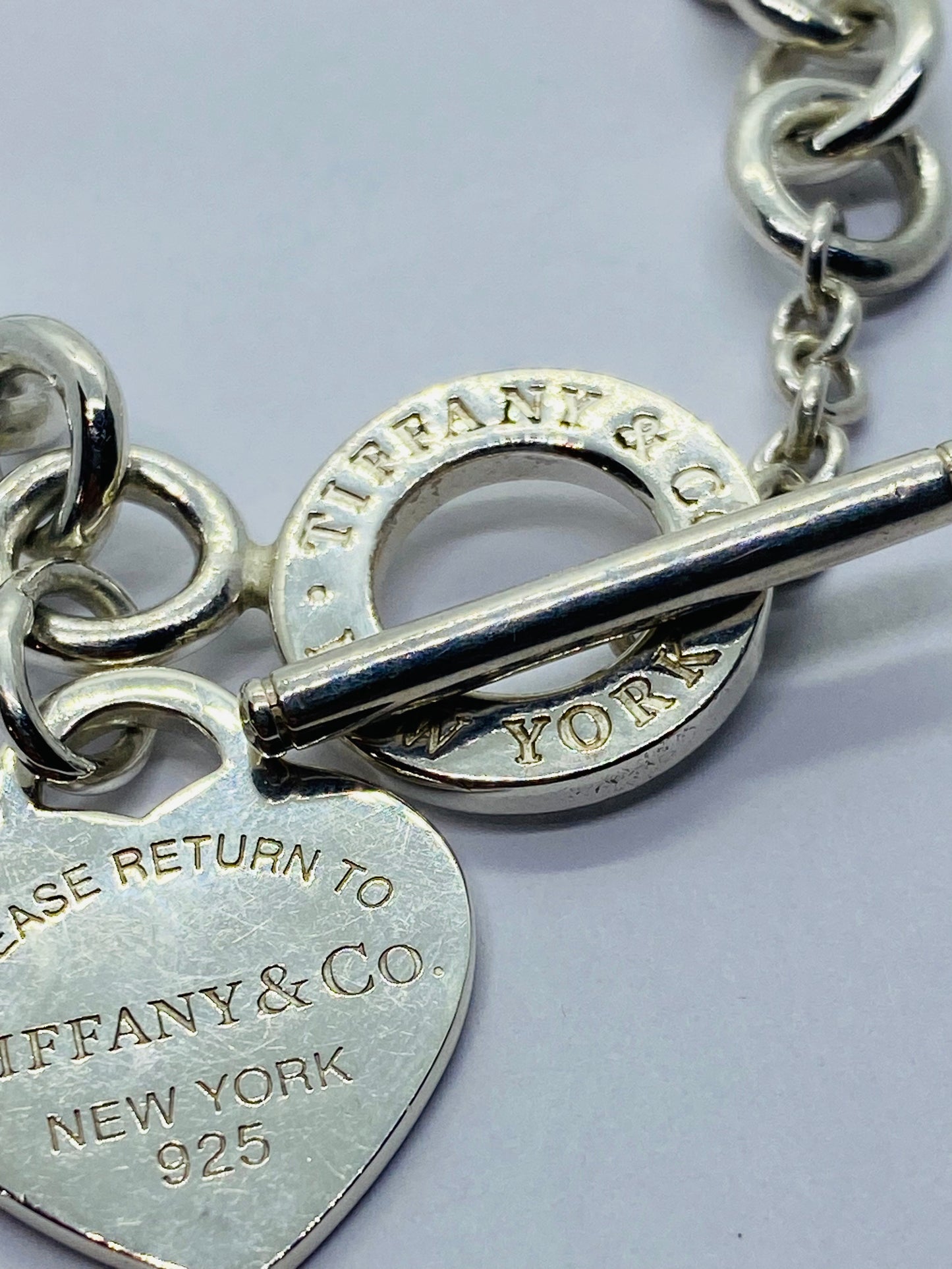 $575 Return To Tiffany & Co 7.5" New Version Toggle Heart Bracelet Silver