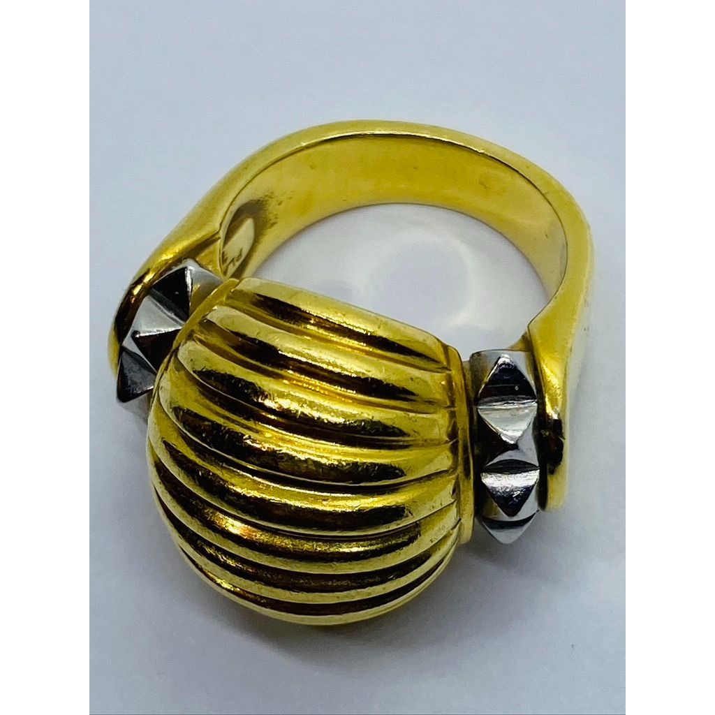 Lagos Platinum + 18k Yellow Gold Jumbo Cocktail Ring 18.04 Grams Size 6.5