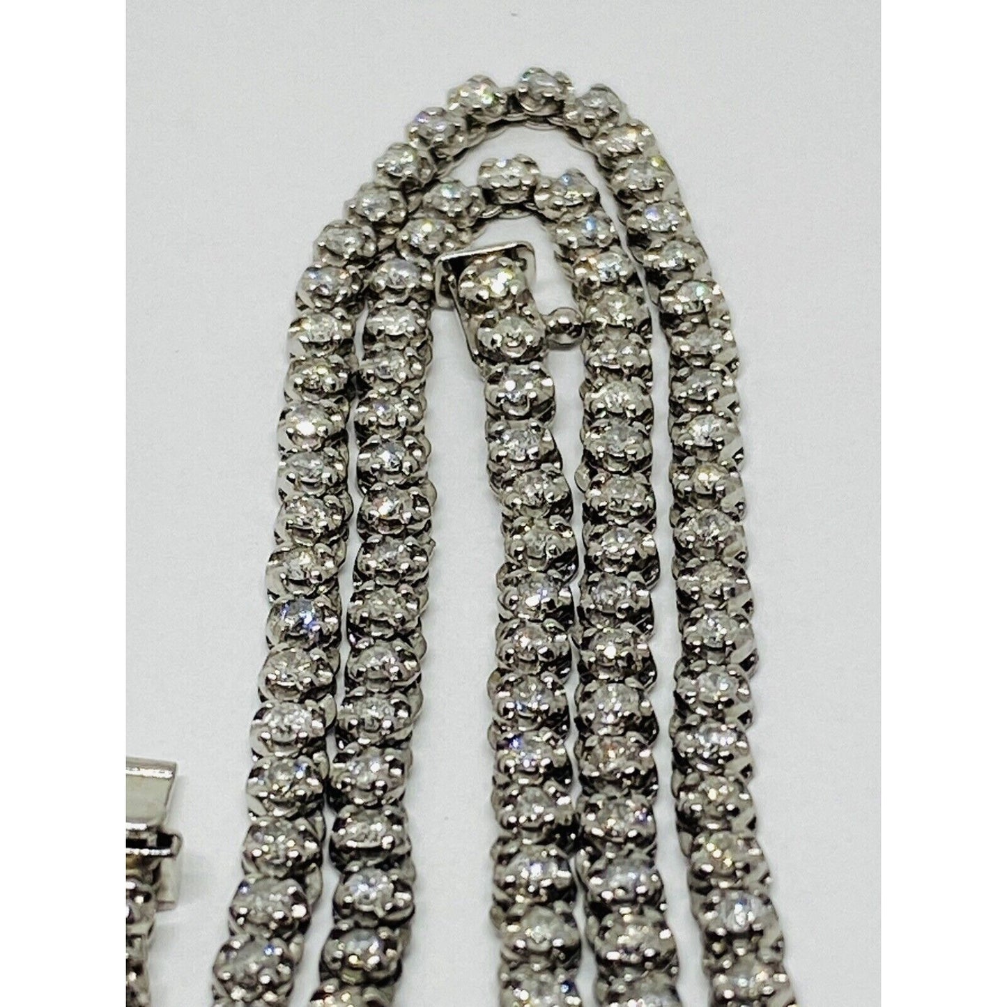 Platinum 3 Carat 137 Graduated Diamonds Tennis Necklace 16” Long