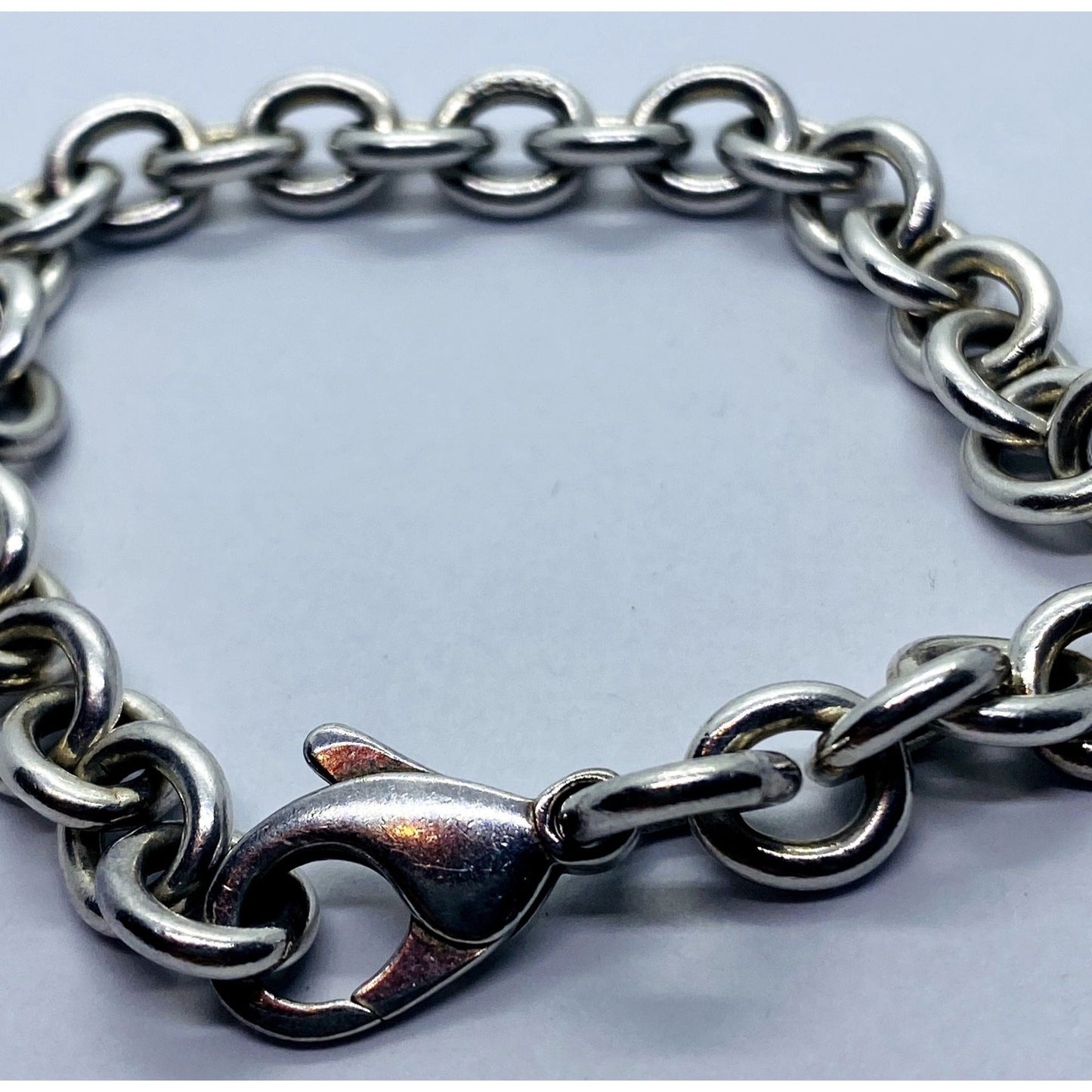 Tiffany & Co Sterling Silver Mens Unisex Rolo 7.25" Round Link Chain Bracelet
