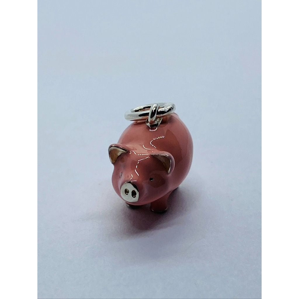 Tiffany & Co Pink Enamel Pig Piggy Charm Pendant 925 Retired