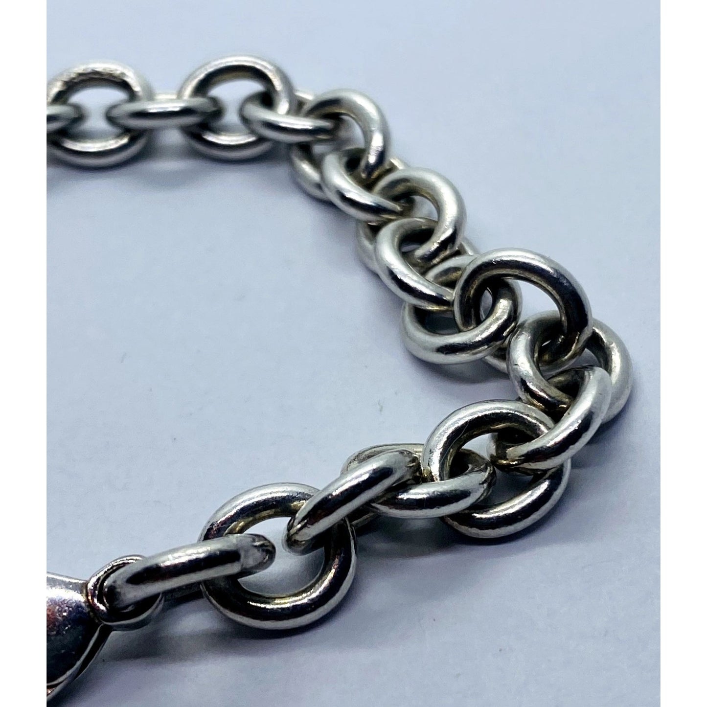 Tiffany & Co Sterling Silver Mens Unisex Rolo 7.25" Round Link Chain Bracelet