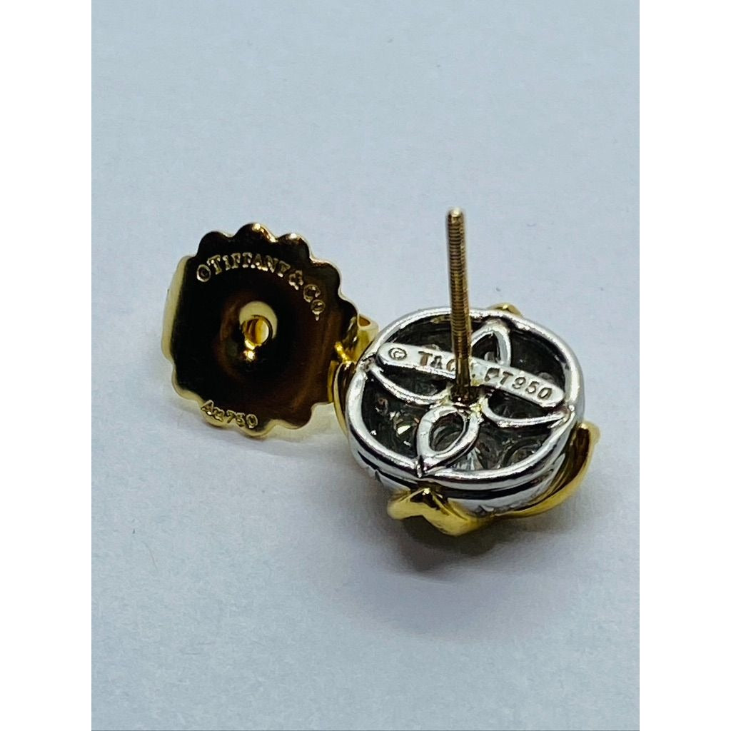 Tiffany & Co 18K Platinum and Diamond Earrings Appxt 1.14ct