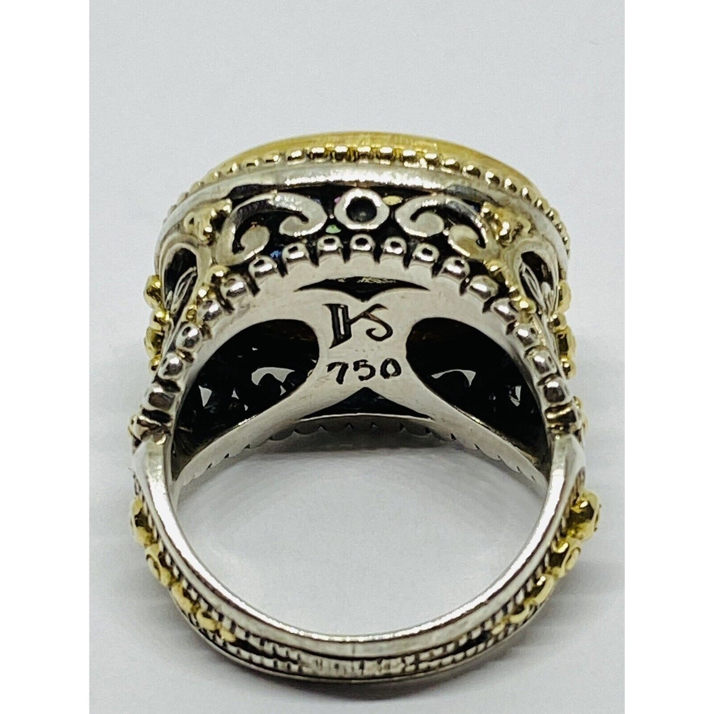 KONSTANTINO 18K YELLOW GOLD 750 STERLING SILVER 925 Multi Gem Ring Size 7.5