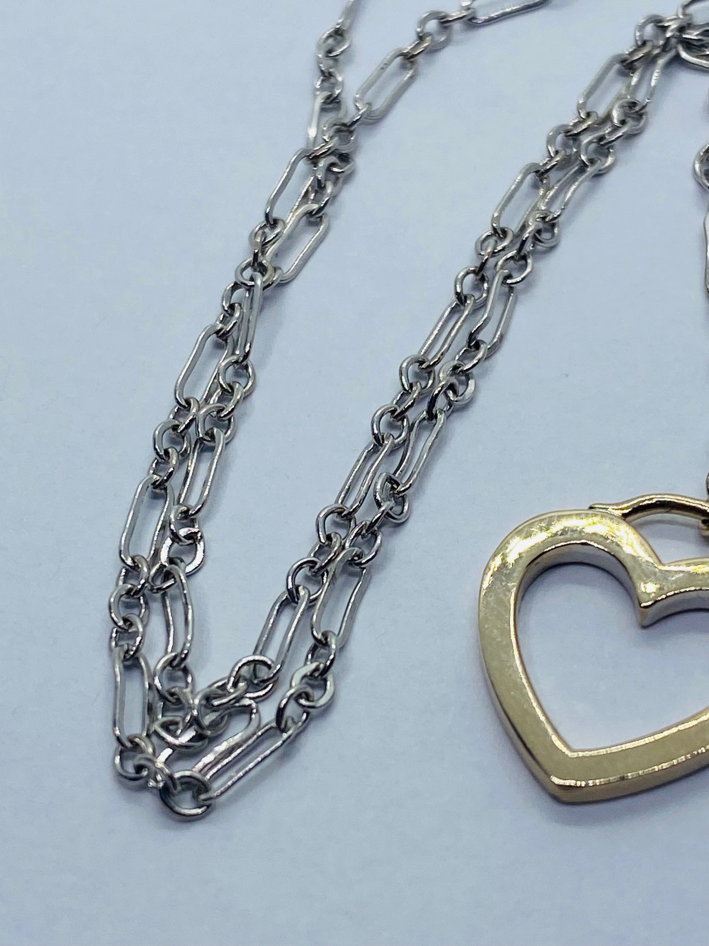 Tiffany & Co 750 Sentimental 18K White Yellow Gold Heart Pendant Necklace Box!